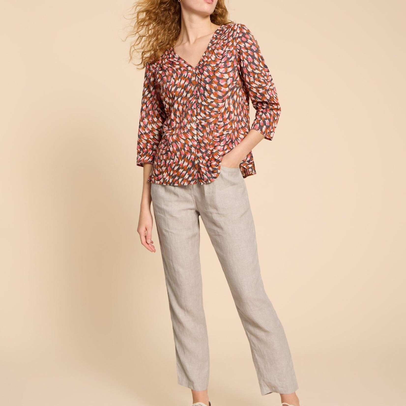 WHITE STUFF WHITE STUFF ROWENA LINEN TROUSER LIGHT NATURAL