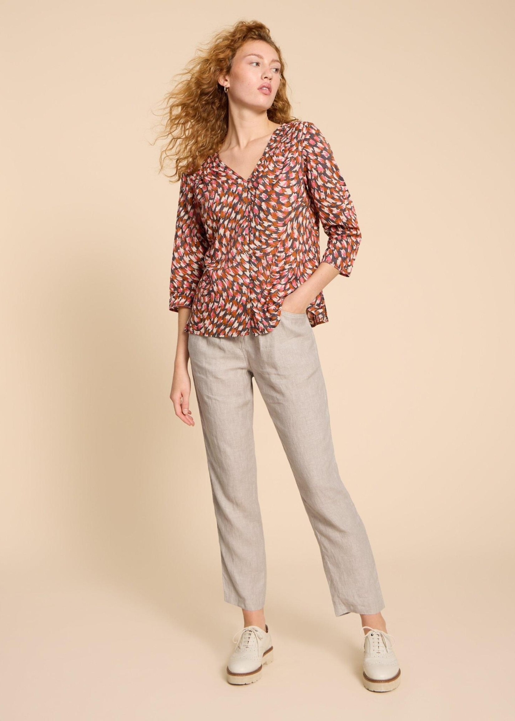 WHITE STUFF WHITE STUFF ROWENA LINEN TROUSER LIGHT NATURAL