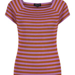 ZILCH ZILCH  SHORT SLEEVE BAMBOO TOP SMALL STRIPE DEWBERRY