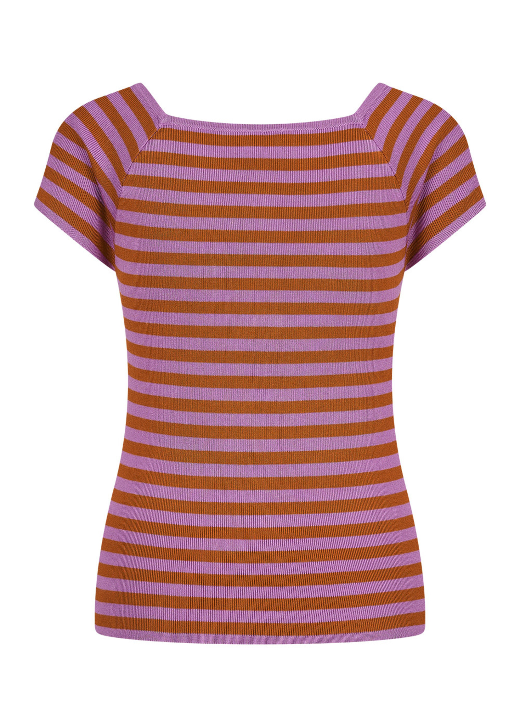 ZILCH ZILCH  SHORT SLEEVE BAMBOO TOP SMALL STRIPE DEWBERRY