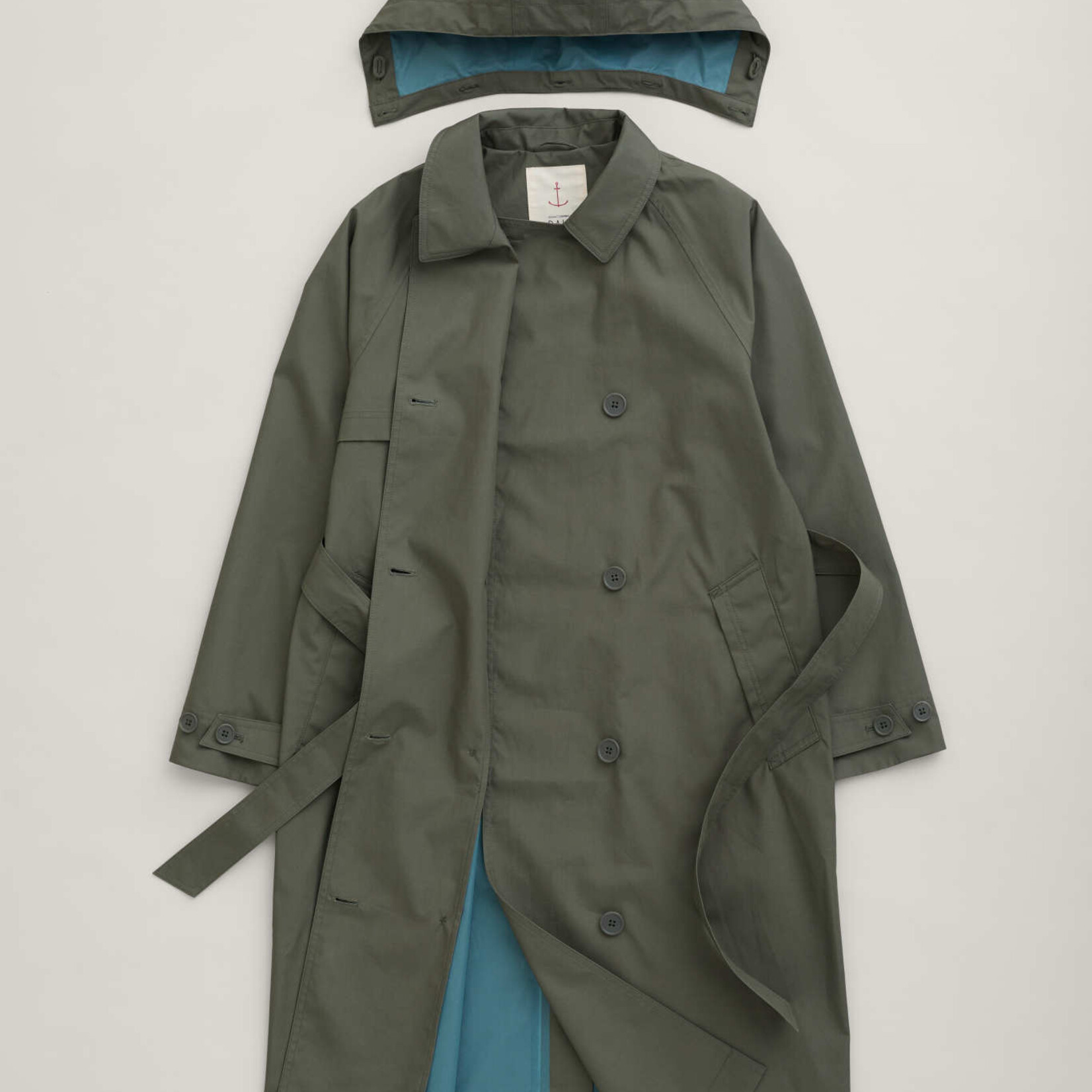 SEASALT CORNWALL SEASALT PENWEATHERS WATERPROOF TRENCH COAT LIGHT NORI