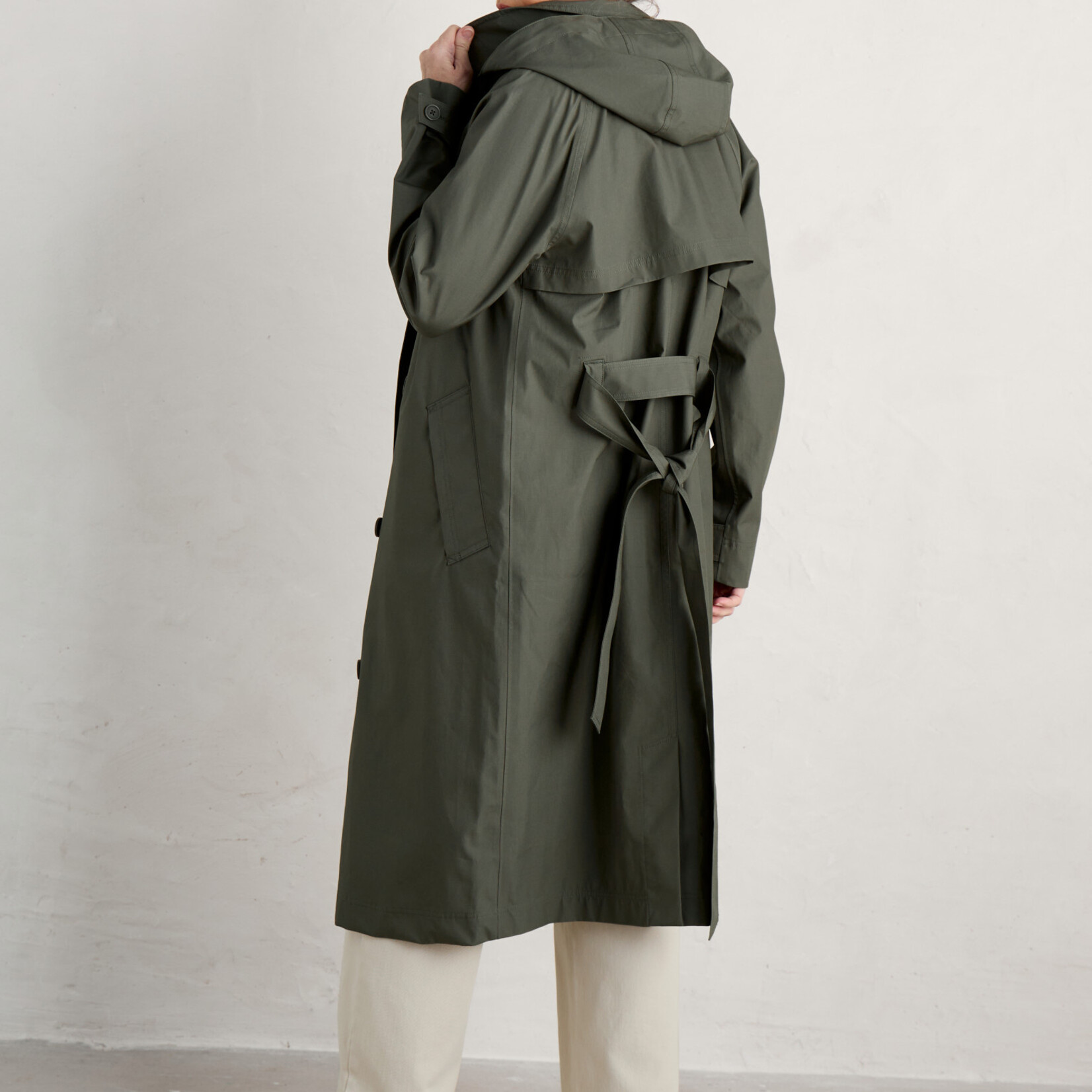 SEASALT CORNWALL SEASALT PENWEATHERS WATERPROOF TRENCH COAT LIGHT NORI