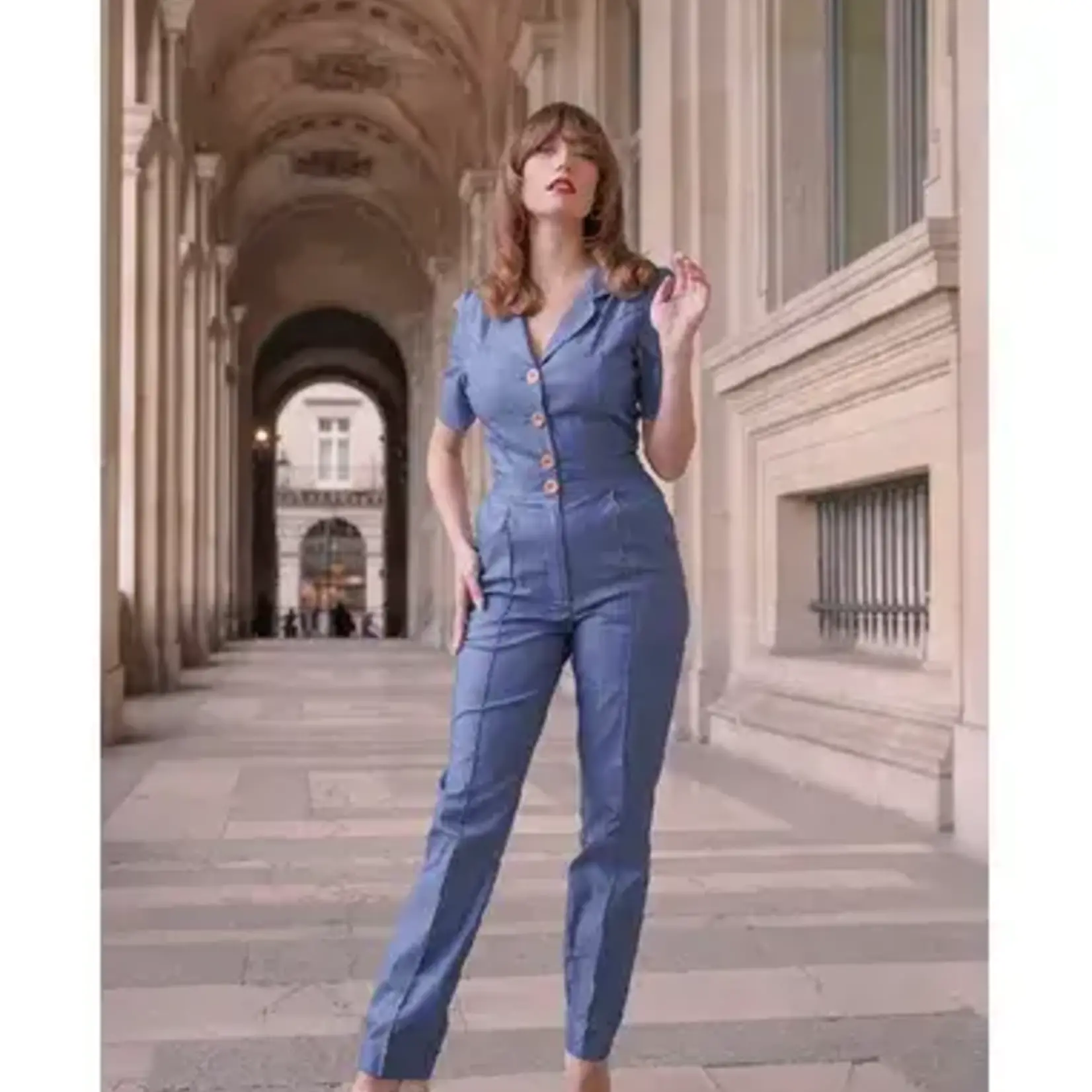 VERY CHERRY VERY CHERRY CLASSIC JUMPSUIT DELFINO DENIM INDIGO