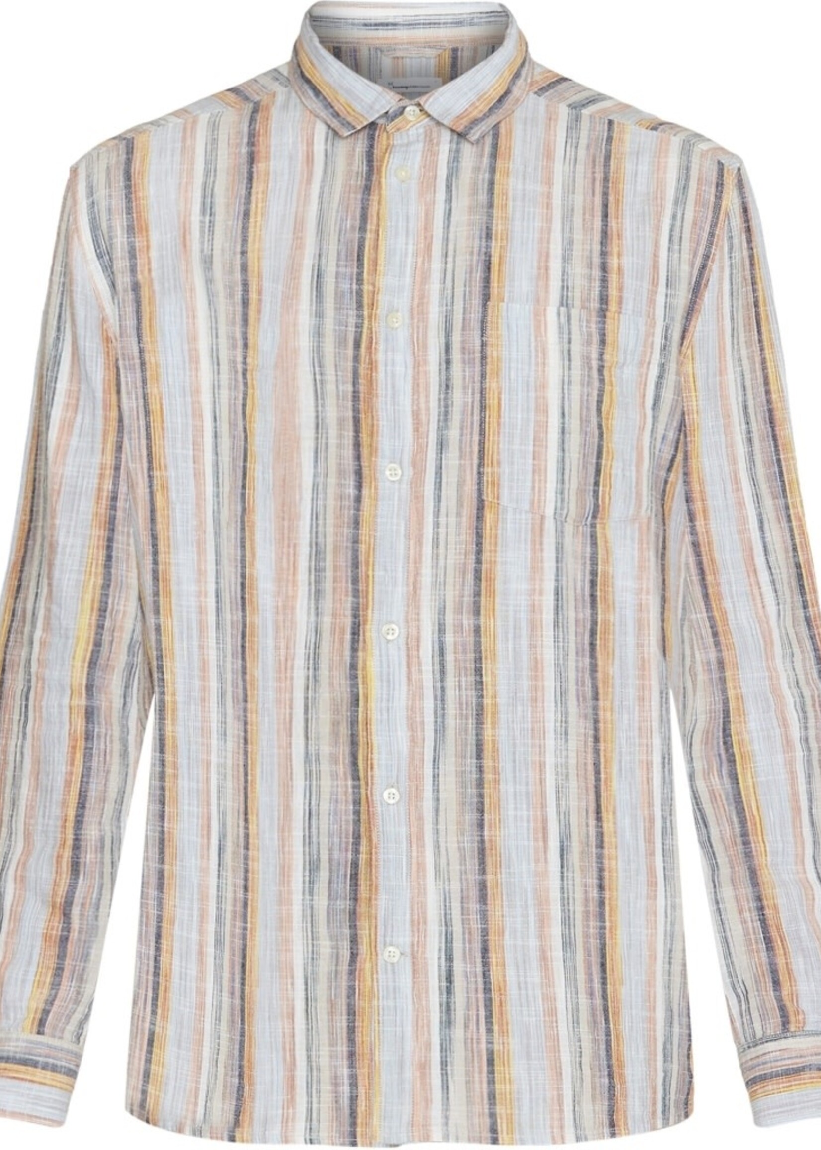 KNOWLEDGE COTTON APPAREL KNOWLEDGE COTTON APP LOOSE MULTICOLORED STRIPED LINEN SHIRT GOTS/VEGAN