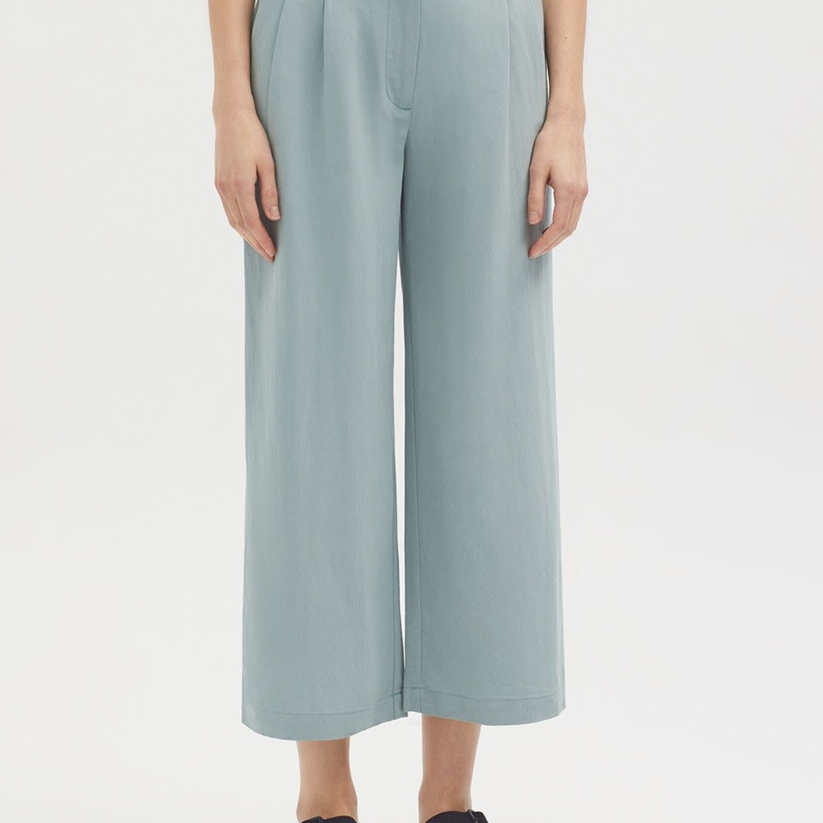 NICE THINGS NICE THINGS BASIC LINEN STRAIGHT PANTS BLUE AQUAN