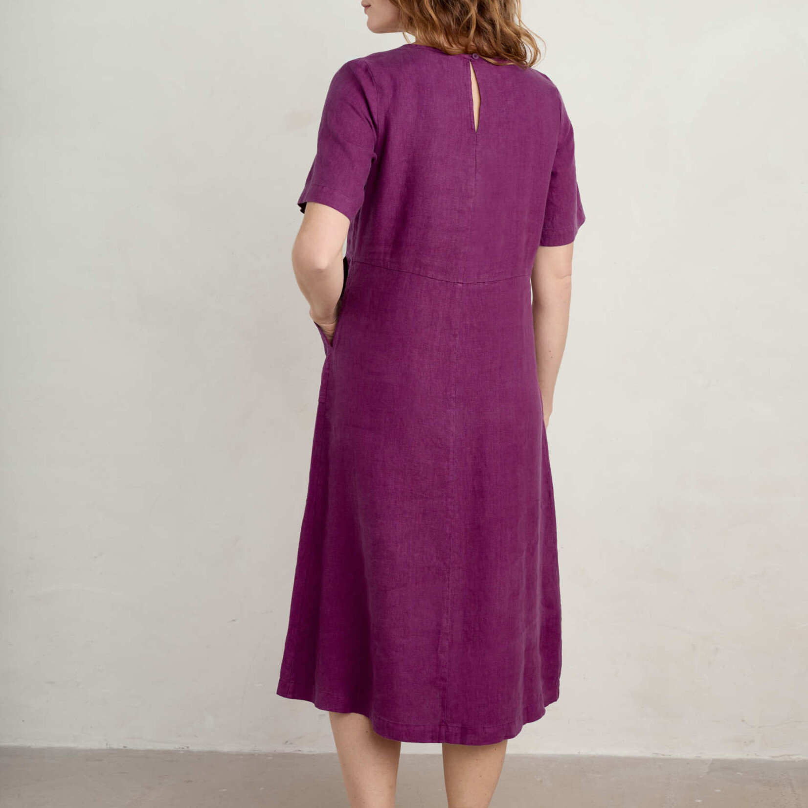 SEASALT CORNWALL SEASALT GRASS WAVE LINEN  DRESS CASSIS