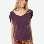 SURKANA SURKANA  T SHIRT WITH WIDE NECKLINE AND PLEATS ON SHOULDER