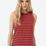 SURKANA SURKANA  SLEEVELESS STRIPED T SHIRT MAROON