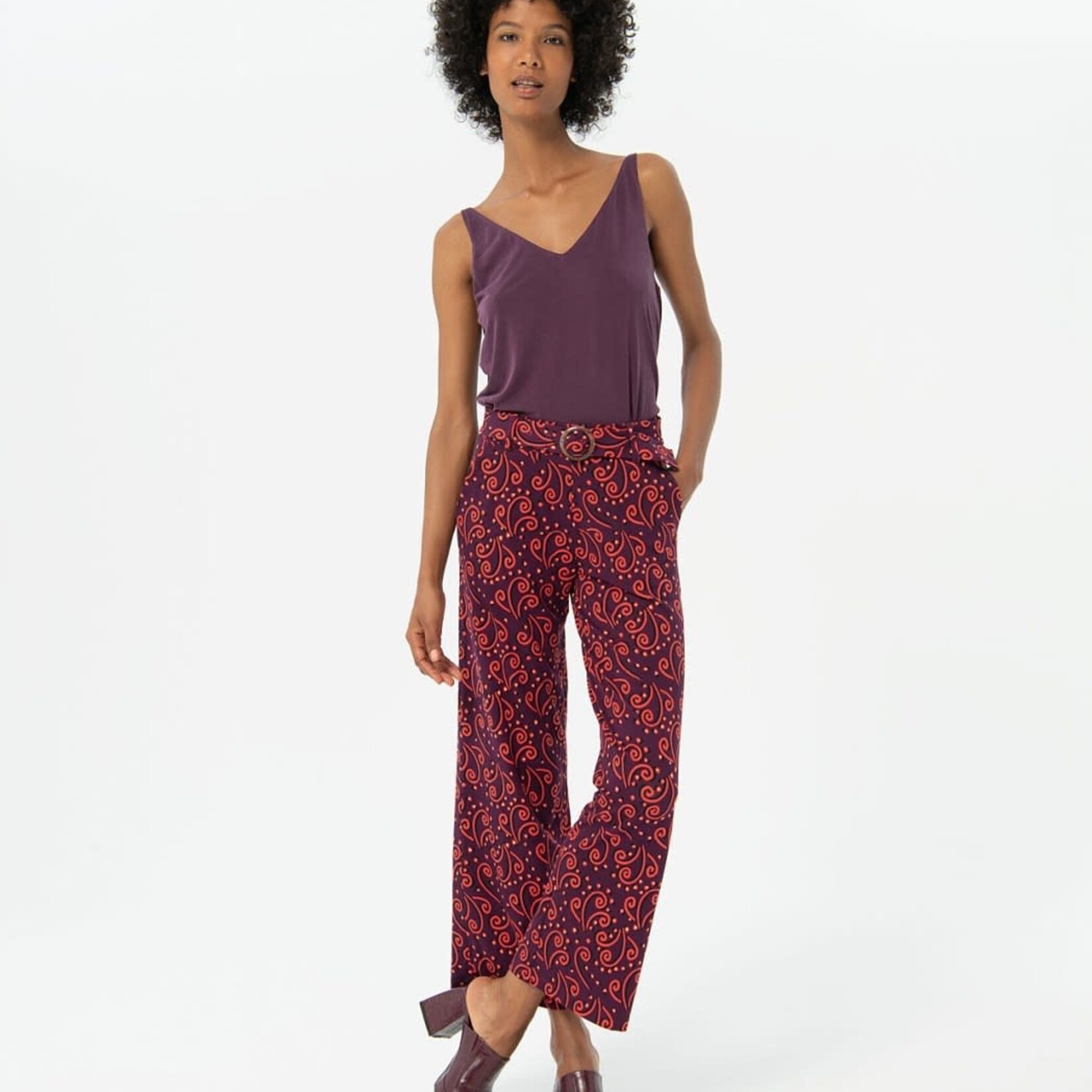 SURKANA SURKANA  LONG TROUSER WITH BELT MAROON