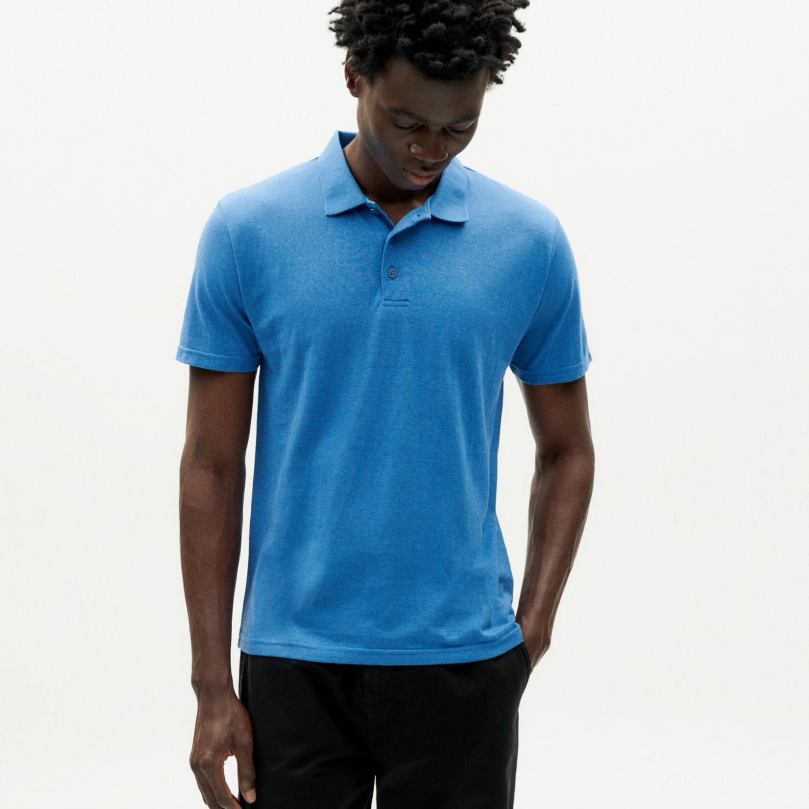 THINKING MU THINKING MU HENNEP POLO SHIRT HERITAGE BLUE