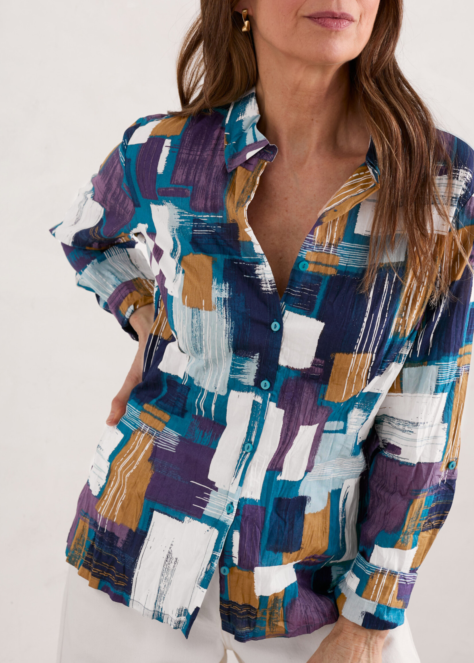 SEASALT CORNWALL SEASALT LARISSA SHIRT STITCHED ABSTRACT STARLING