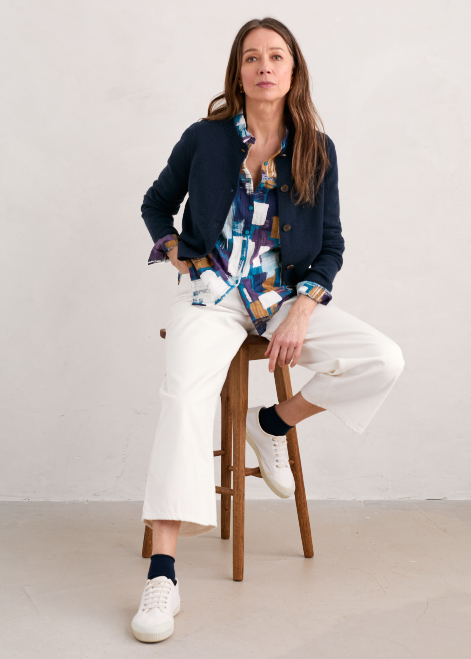 SEASALT CORNWALL SEASALT LARISSA SHIRT STITCHED ABSTRACT STARLING