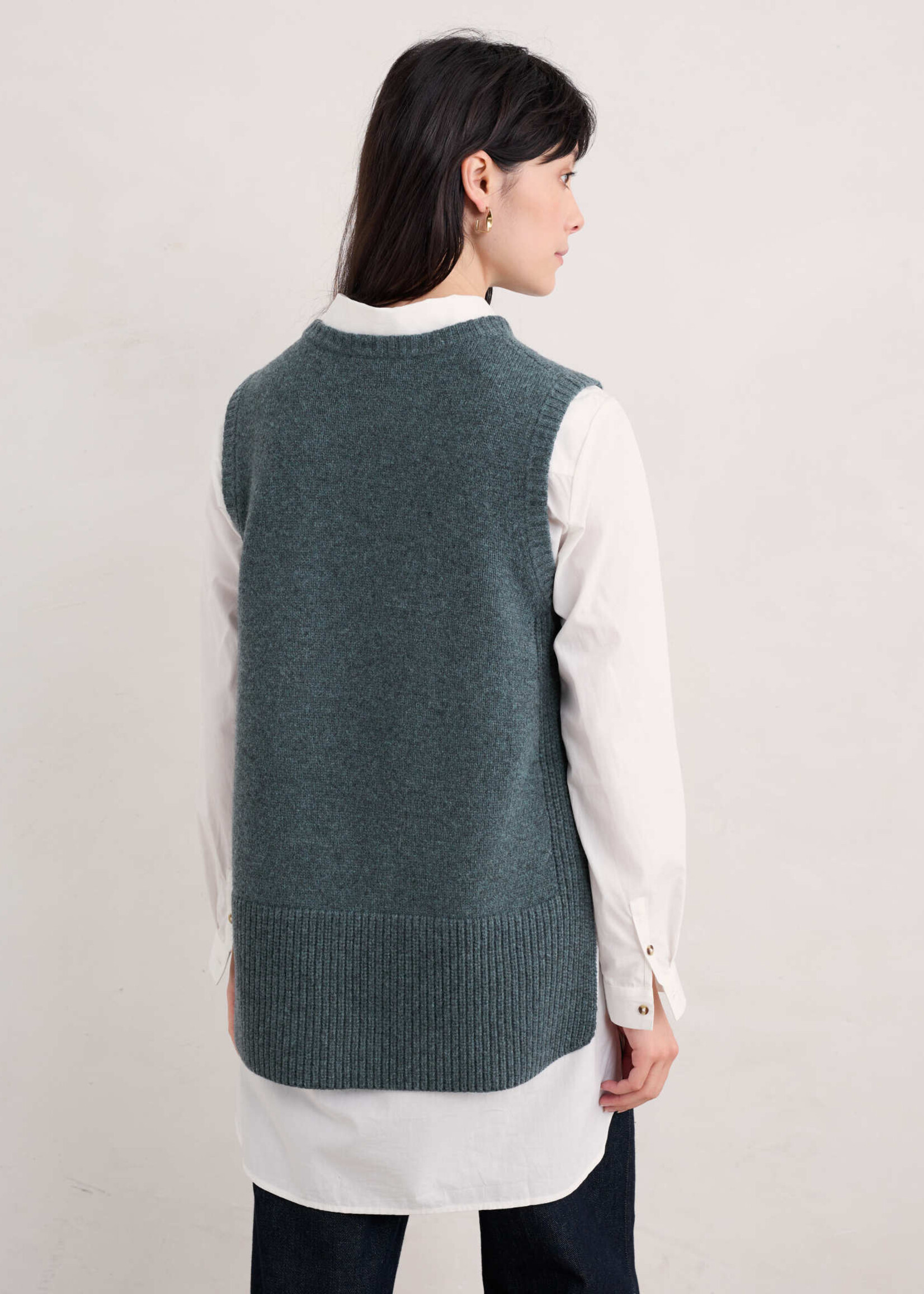 SEASALT CORNWALL SEASALT COUPLING KNITTED VEST LIGHT NICKEL