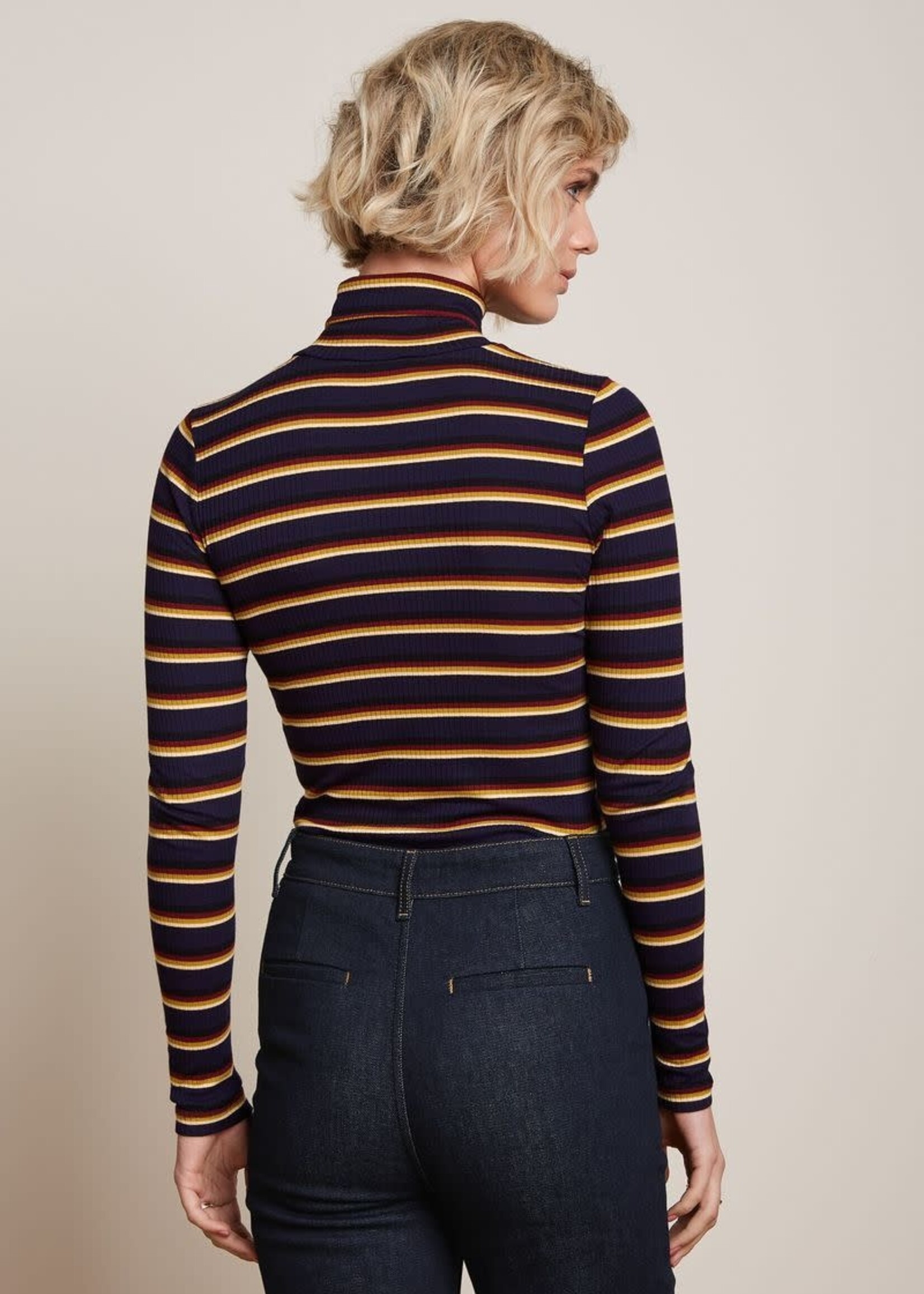 KING LOUIE KING LOUIE ROLLNECK TOP CENTURY STRIPE EVENING BLUE