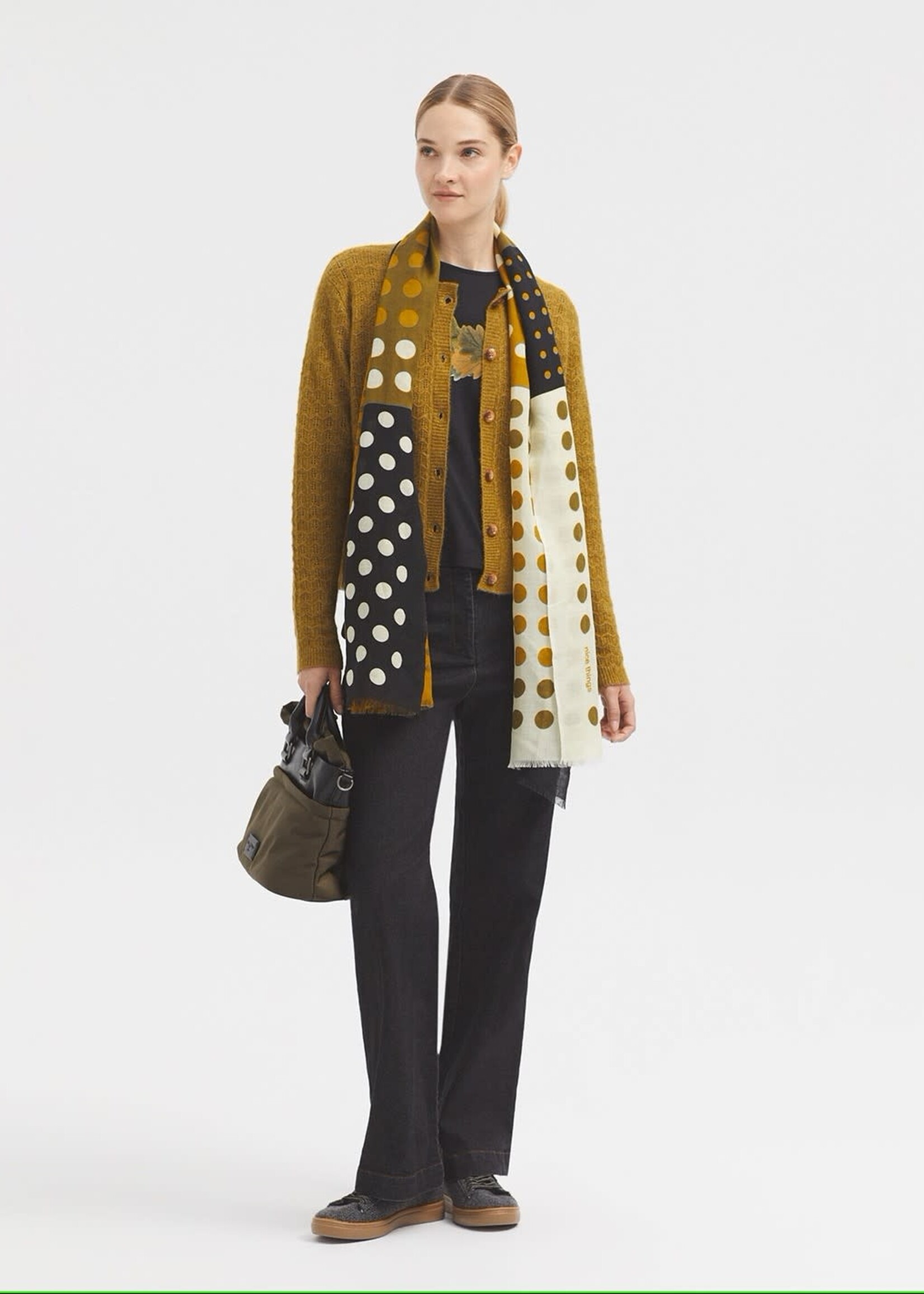 NICE THINGS NICE THINGS PATCH DOTS FOULARD OLIVE GREEN