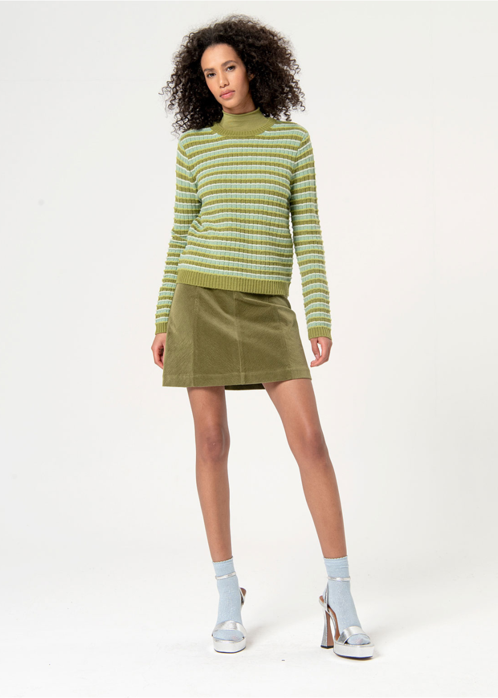 SURKANA SURKANA STRIPED JUMPER ROUND NECKLINE GREEN