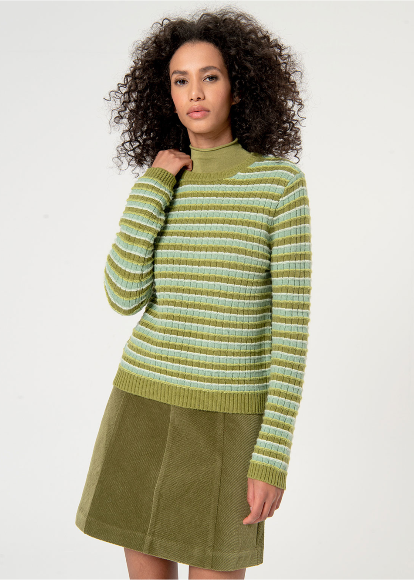 SURKANA SURKANA STRIPED JUMPER ROUND NECKLINE GREEN