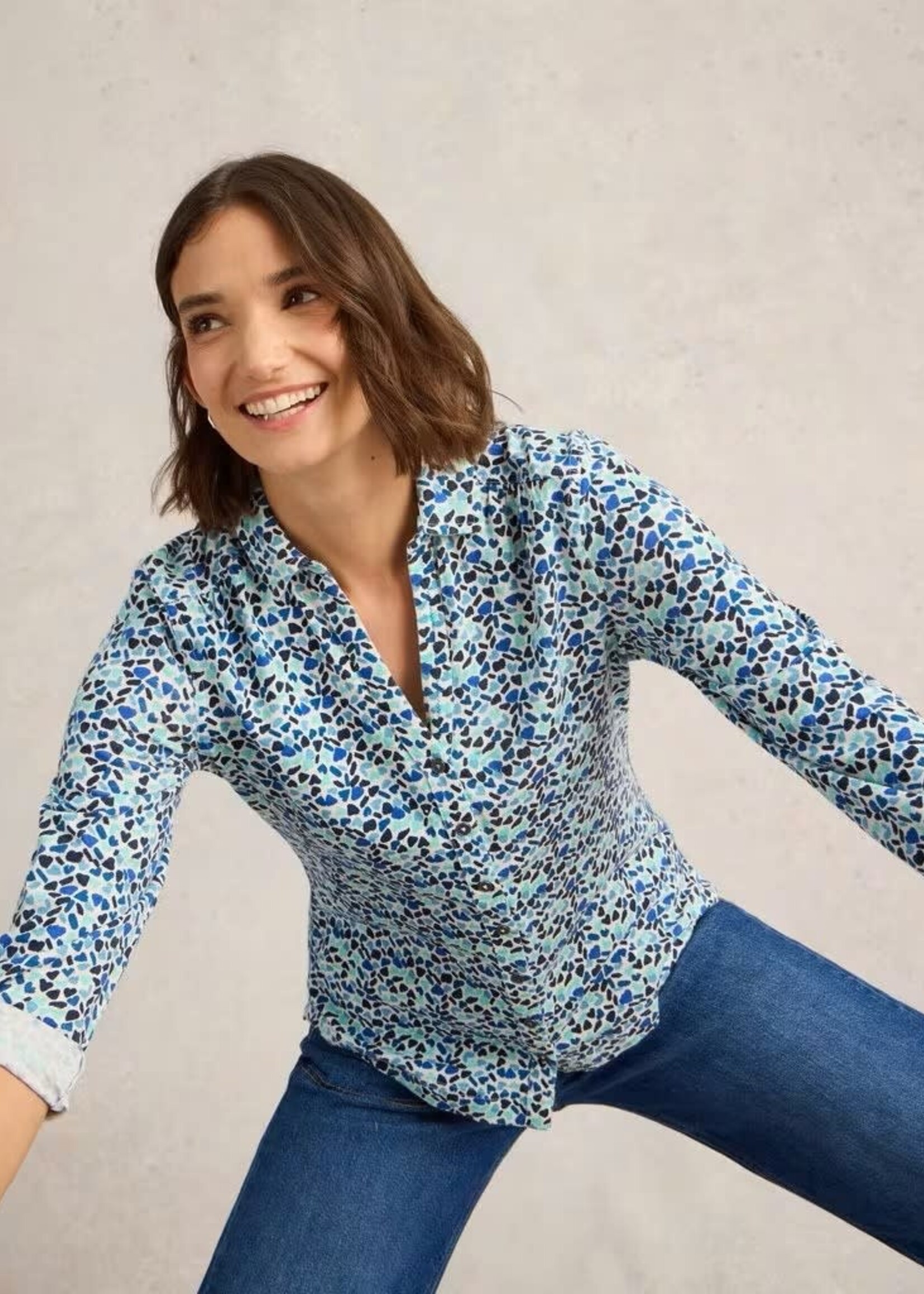WHITE STUFF WHITE STUFF ANNIE JERSEY SHIRT BLUE MULTI