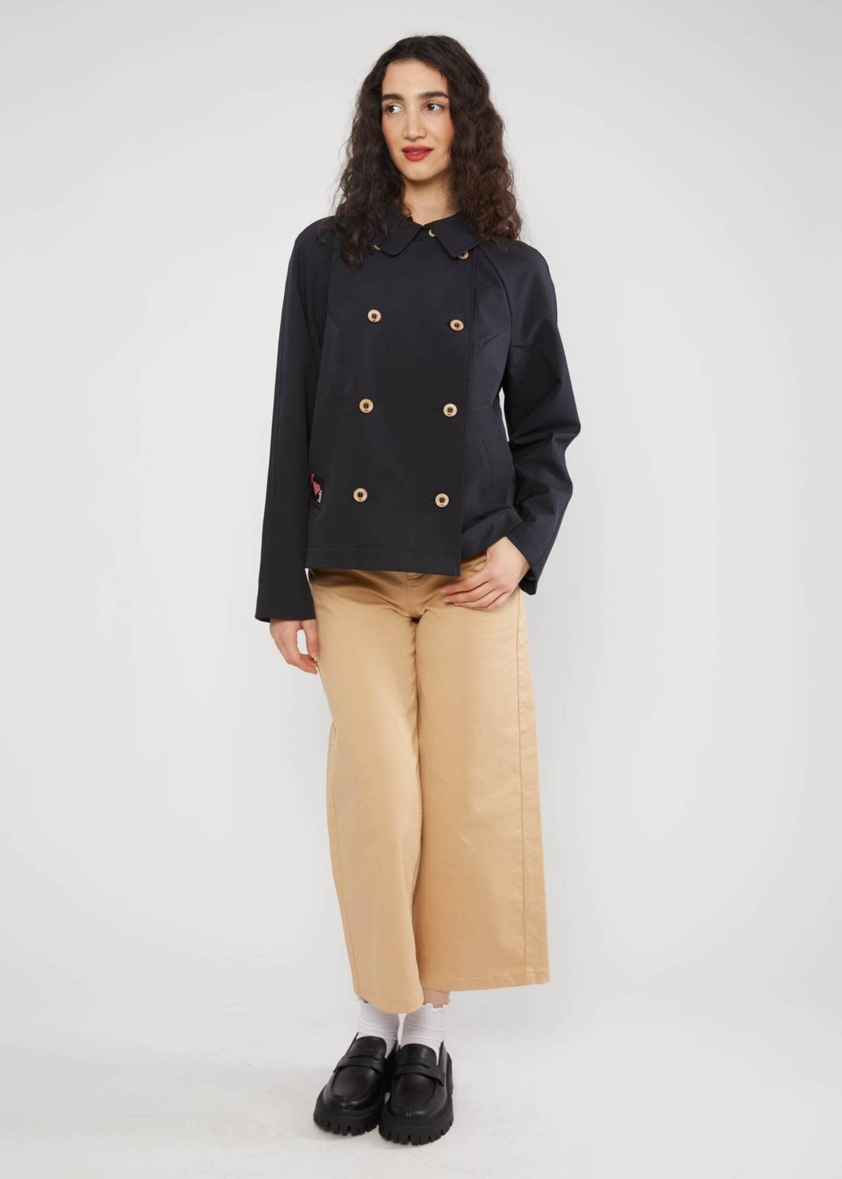 BLUTSGESCHWISTER BLUTSGESCHWISTER SOFTSHELL TINY TRENCH JACKET BLUE