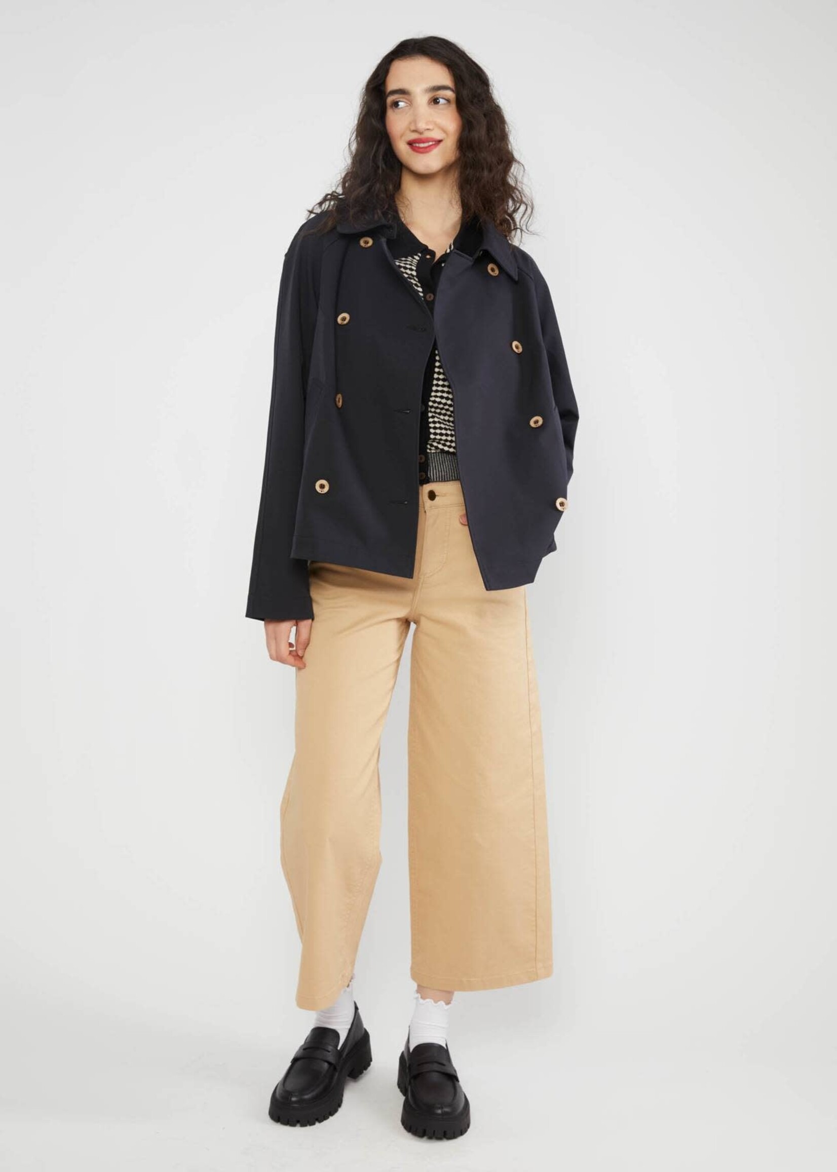 BLUTSGESCHWISTER BLUTSGESCHWISTER SOFTSHELL TINY TRENCH JACKET BLUE