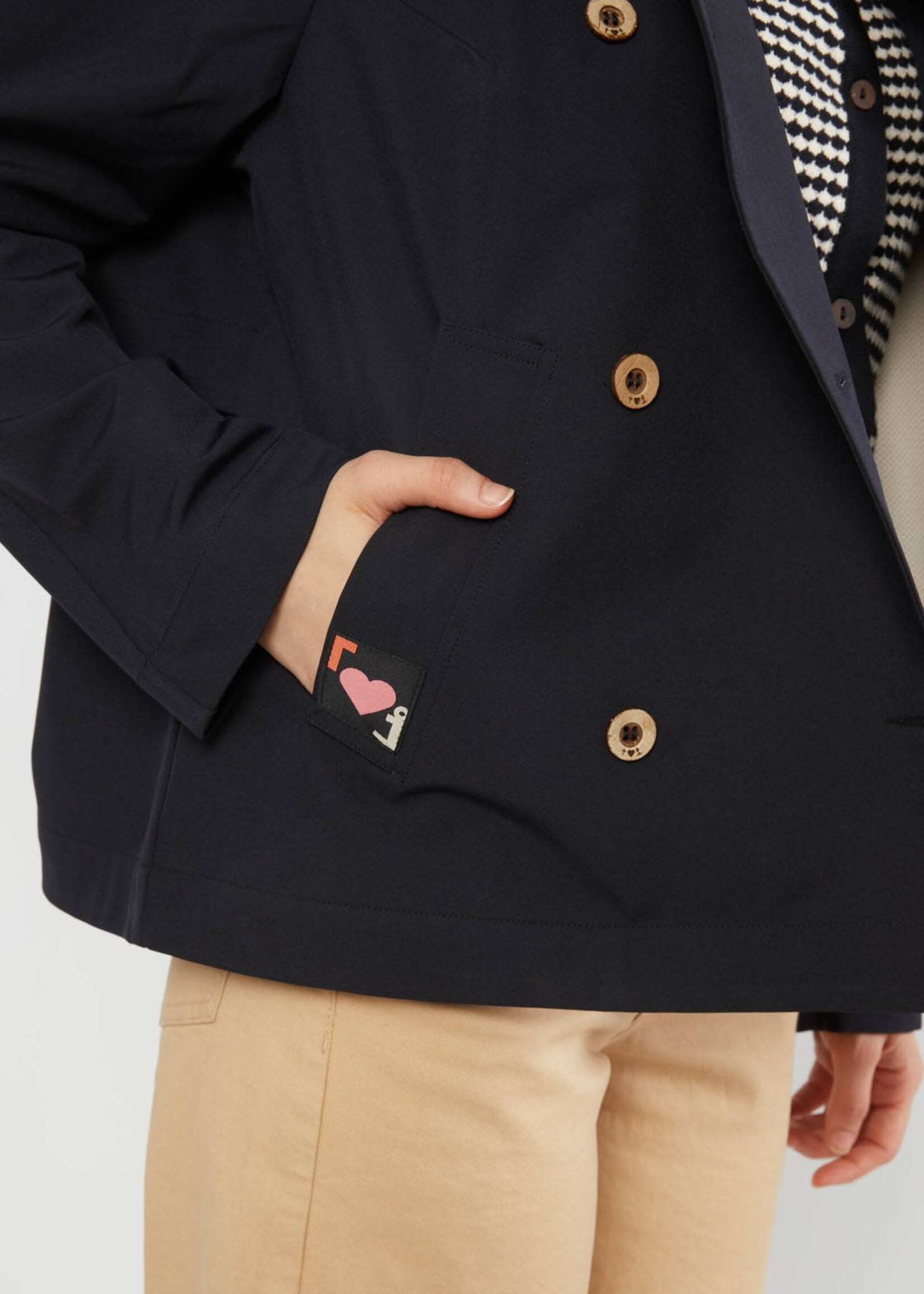 BLUTSGESCHWISTER BLUTSGESCHWISTER SOFTSHELL TINY TRENCH JACKET BLUE