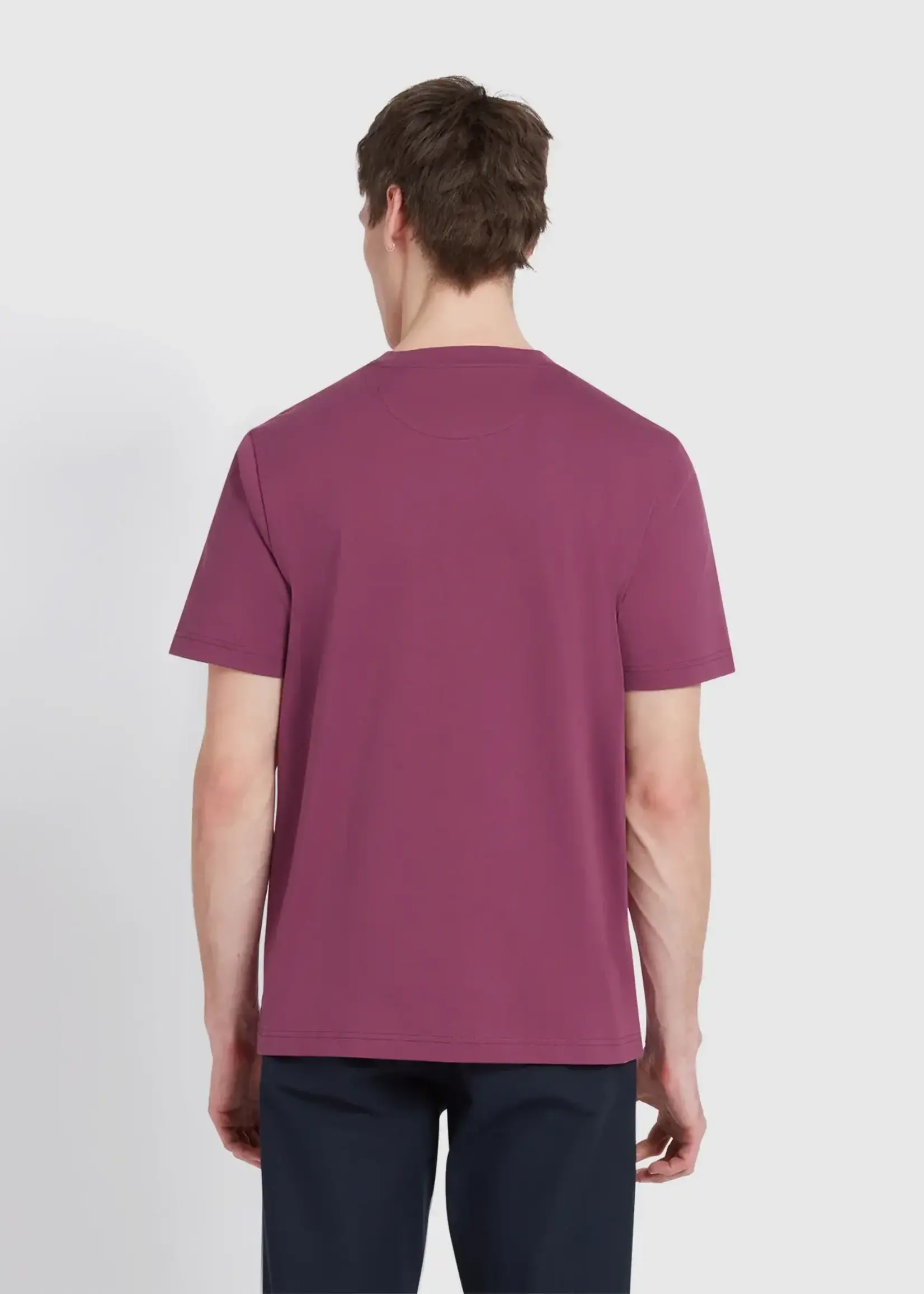 FARAH FARAH DANNY REGULAR FIT ORGANIC COTTON T SHIRT MULBERRY