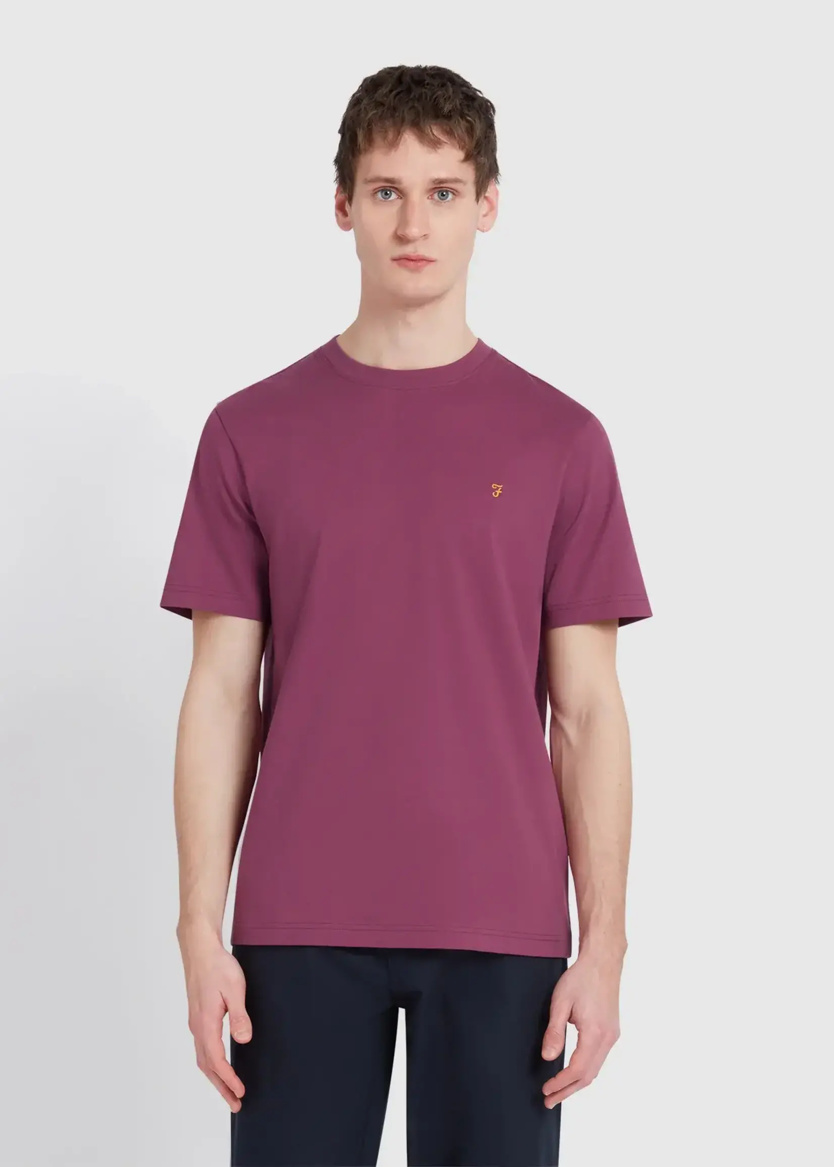FARAH FARAH DANNY REGULAR FIT ORGANIC COTTON T SHIRT MULBERRY