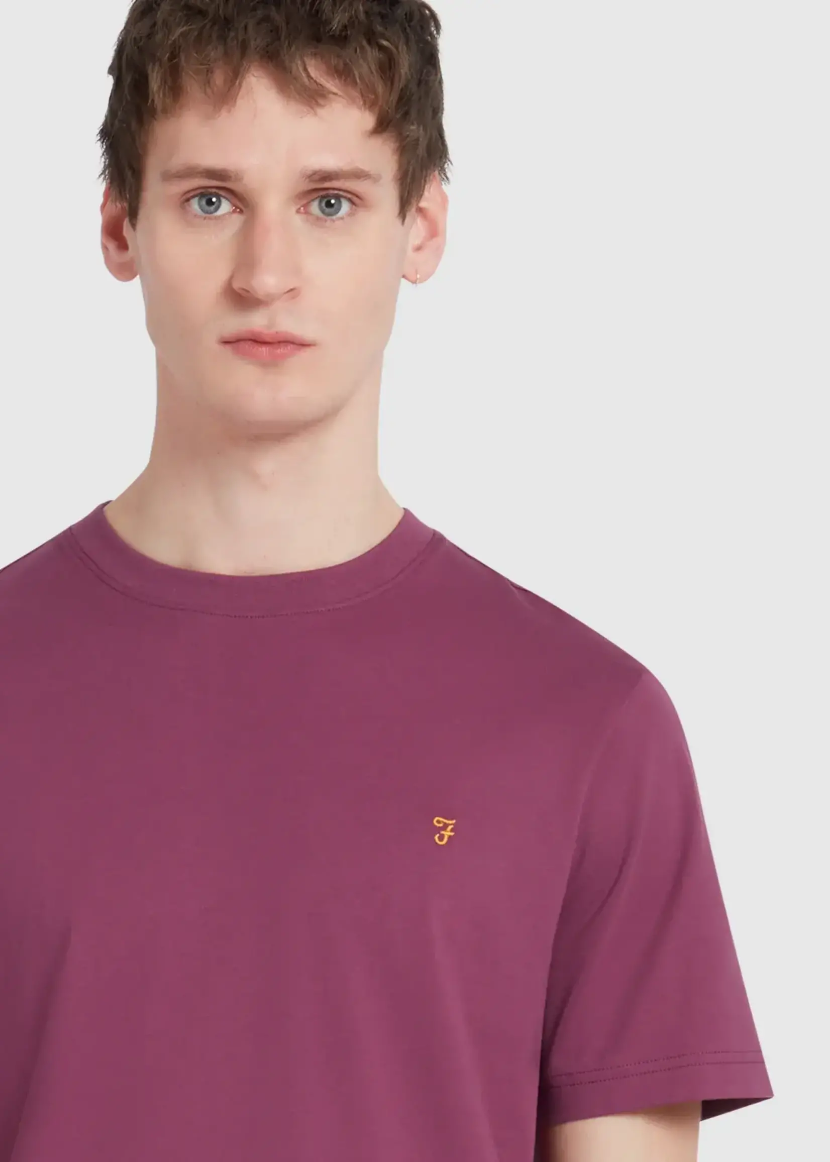 FARAH FARAH DANNY REGULAR FIT ORGANIC COTTON T SHIRT MULBERRY