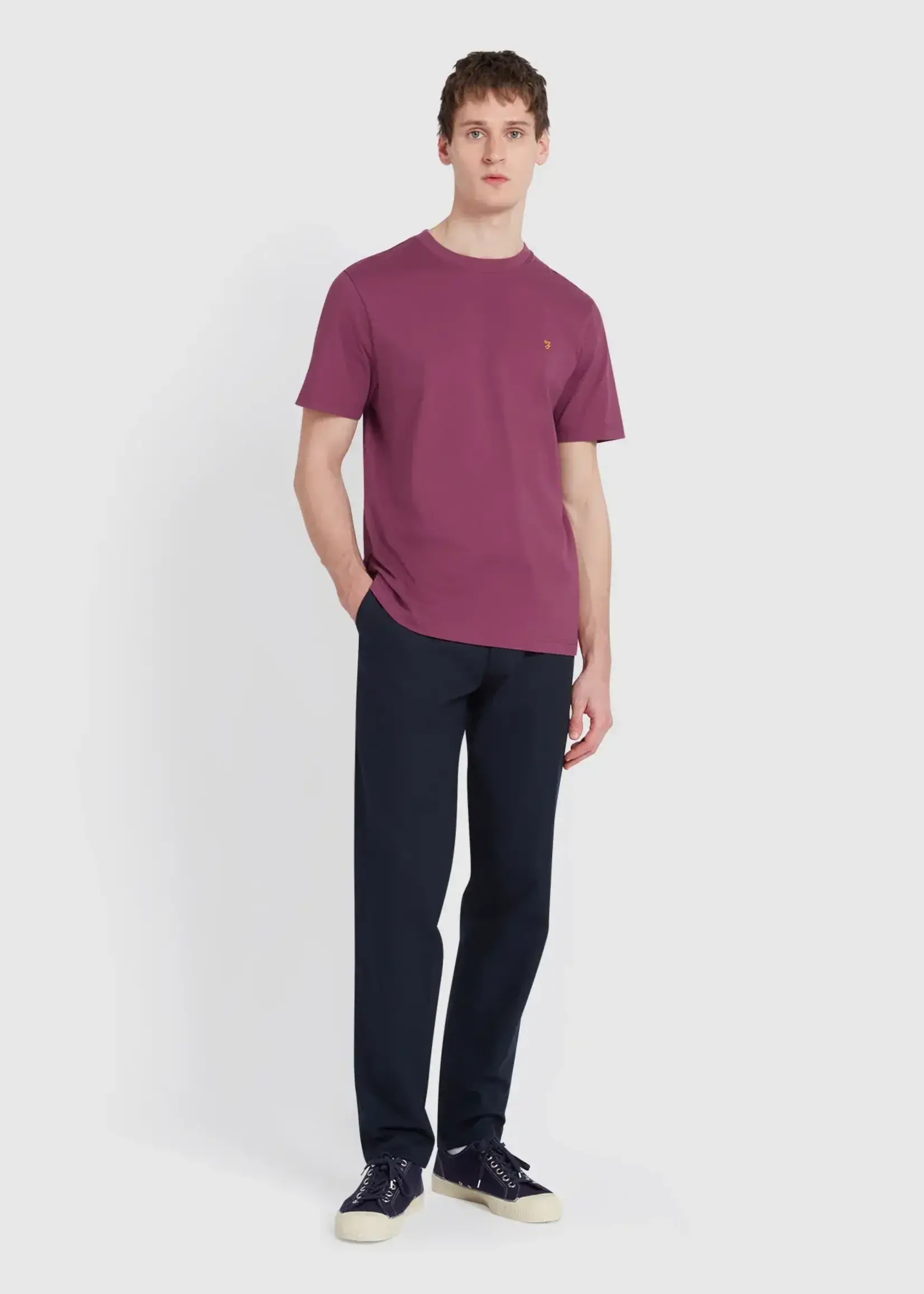 FARAH FARAH DANNY REGULAR FIT ORGANIC COTTON T SHIRT MULBERRY