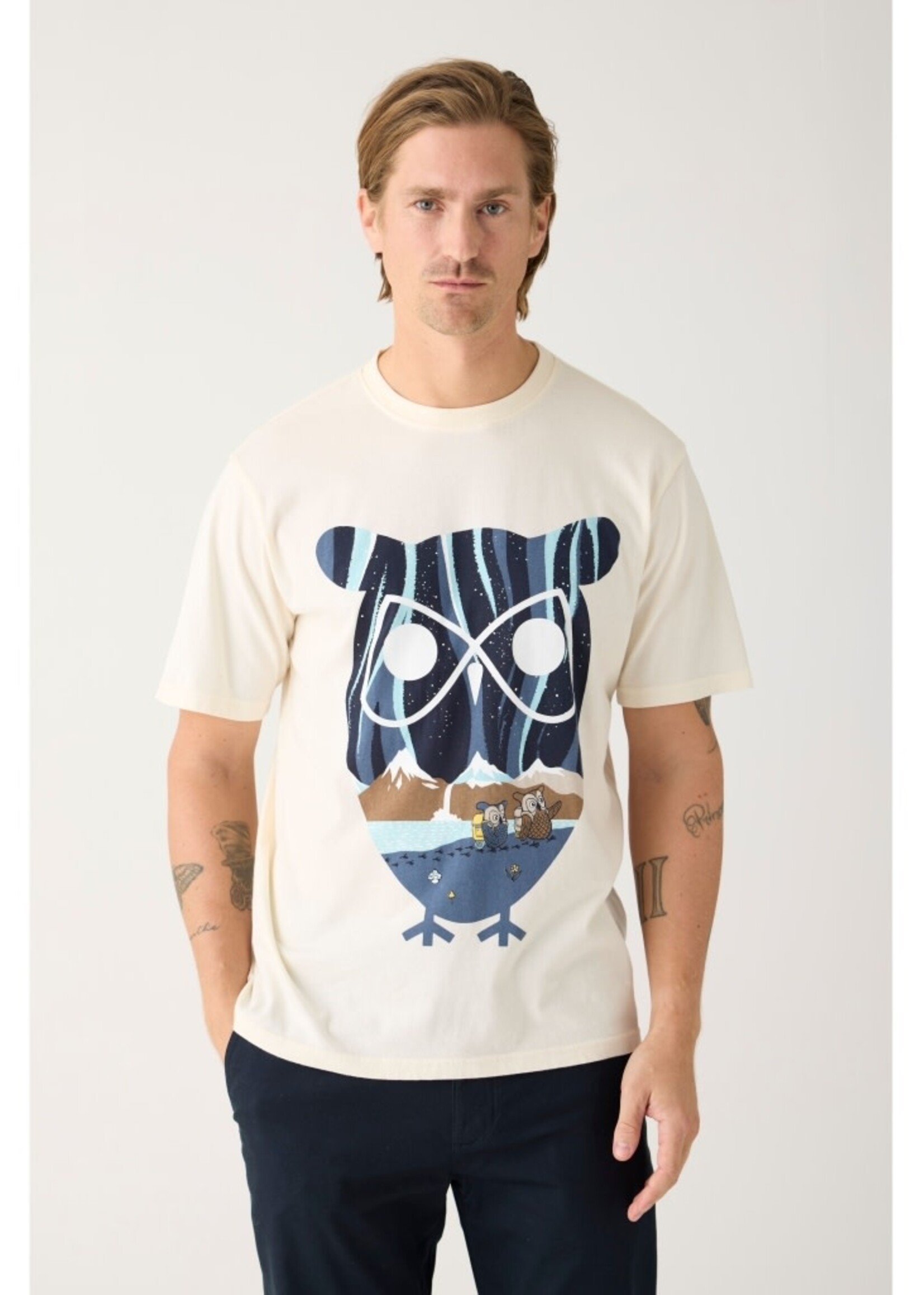 KNOWLEDGE COTTON APPAREL KNOWLEDGE COTTON APP REG JERSEY SEAGRASS PRINTED T SHIRT