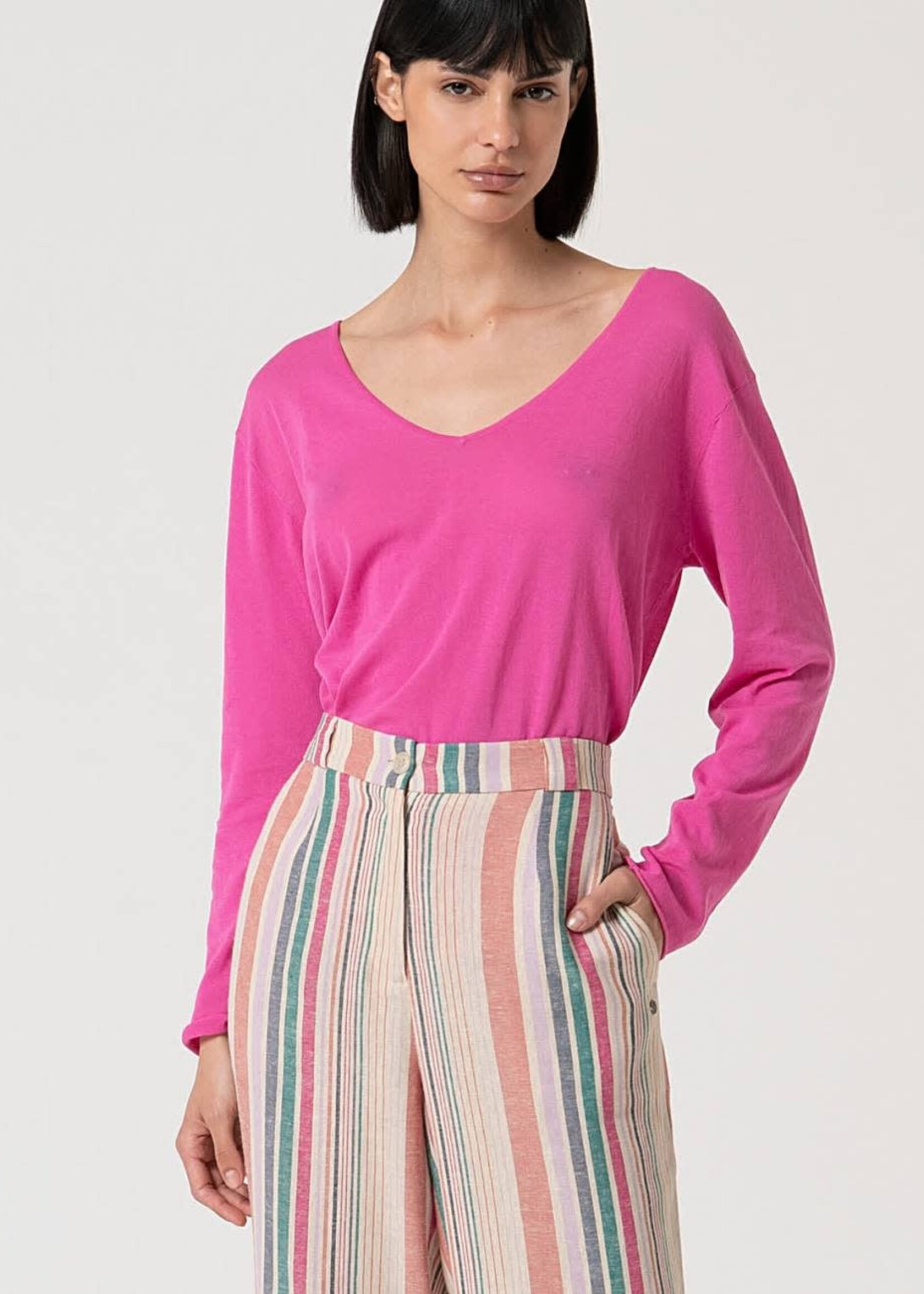 SURKANA SURKANA  LOOSE PANTS MULTI STRIPE LINEN