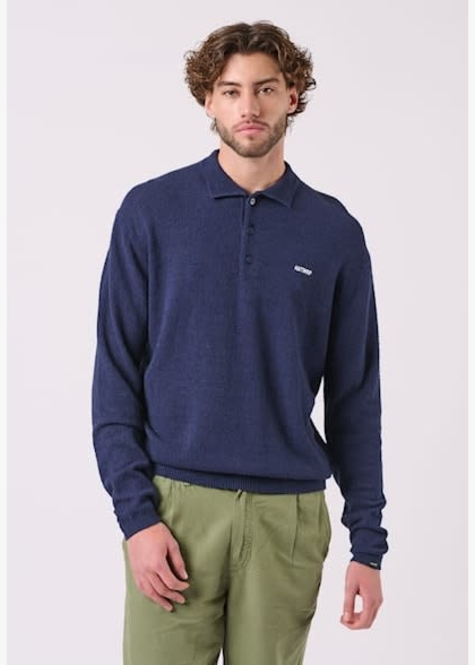 ANTWRP ANTWRP KNITTED LS POLO NAVY