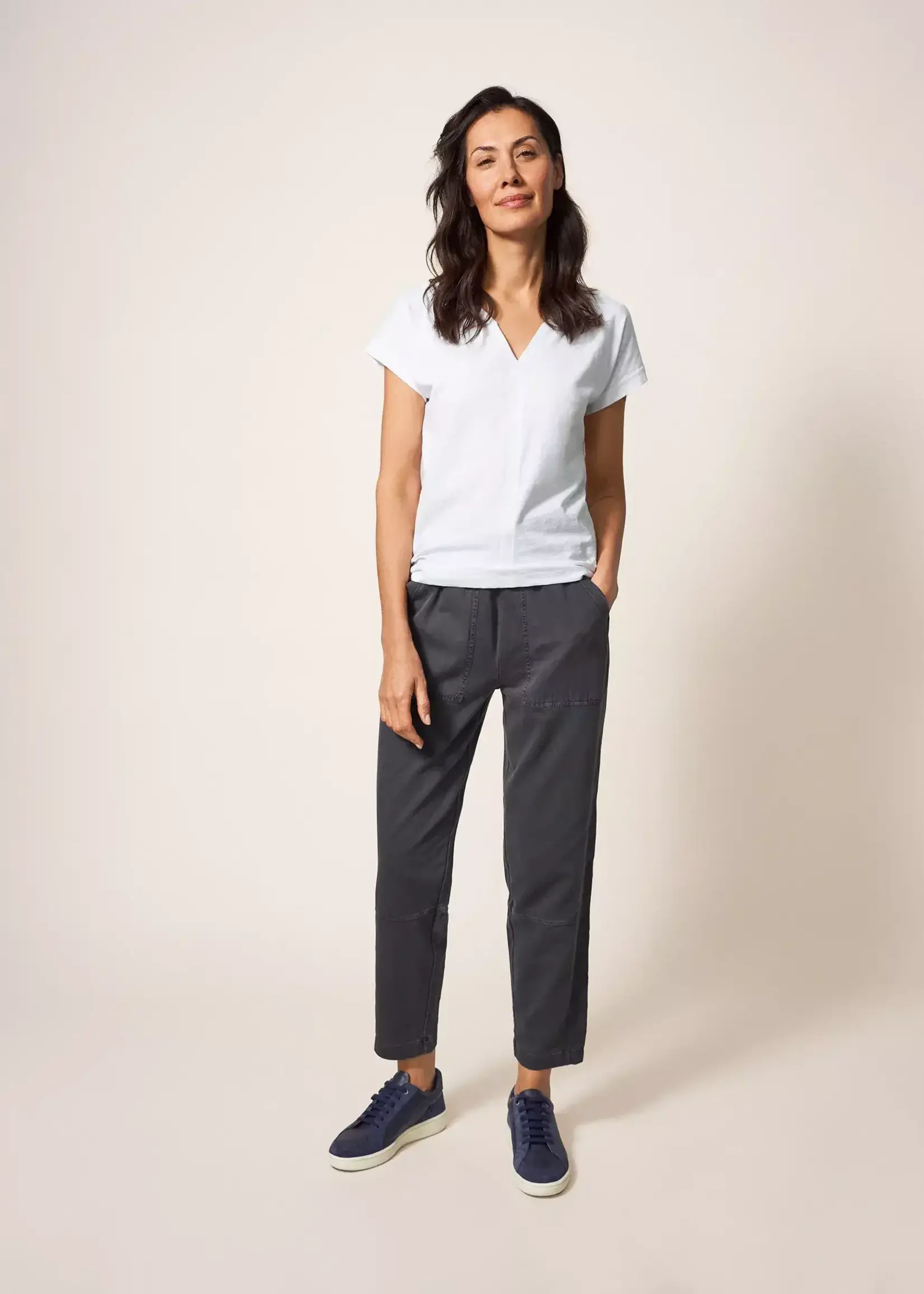 WHITE STUFF WHITE STUFF NELLY NOTCH NECK TEE NATURAL WHITE