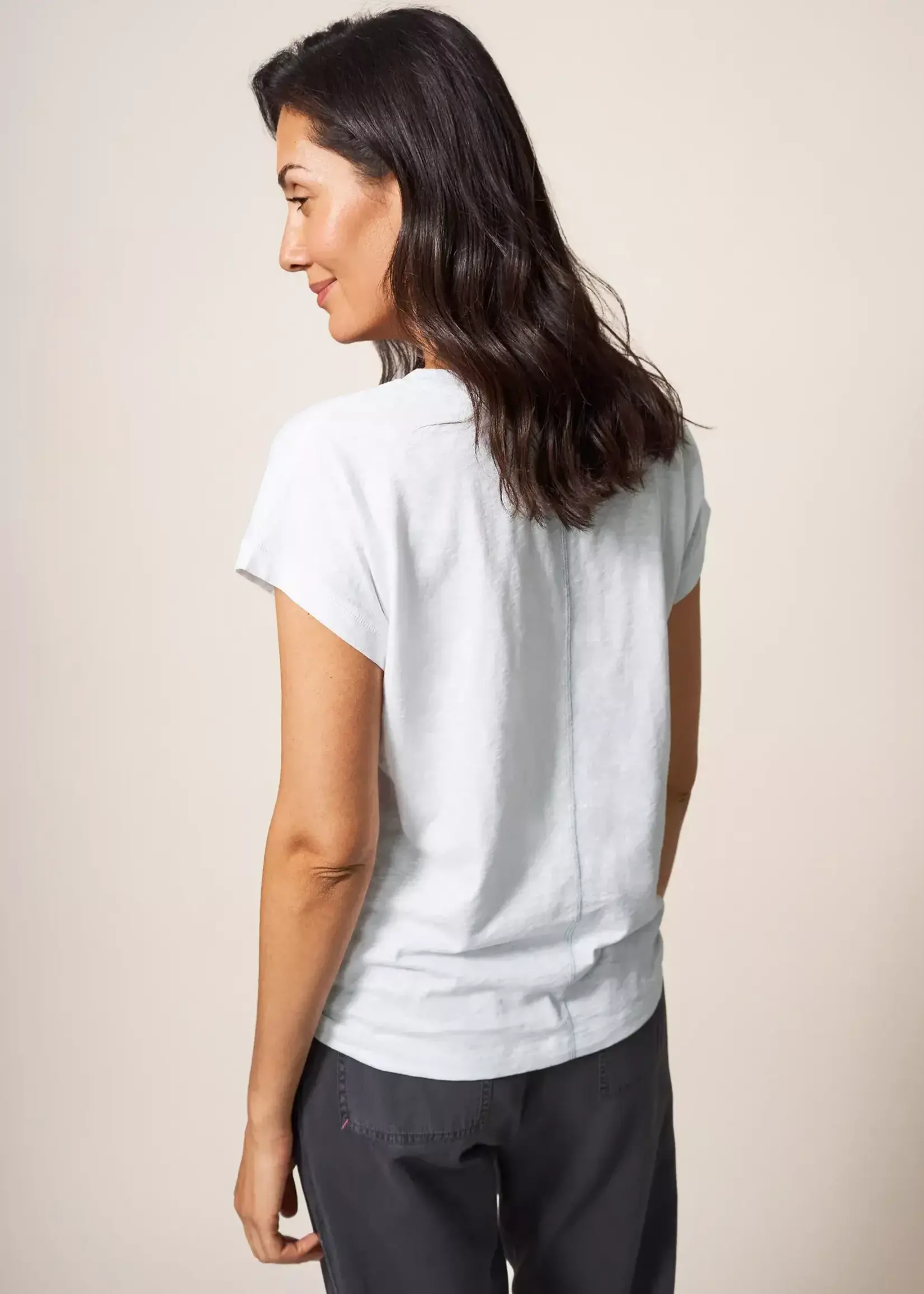 WHITE STUFF WHITE STUFF NELLY NOTCH NECK TEE NATURAL WHITE