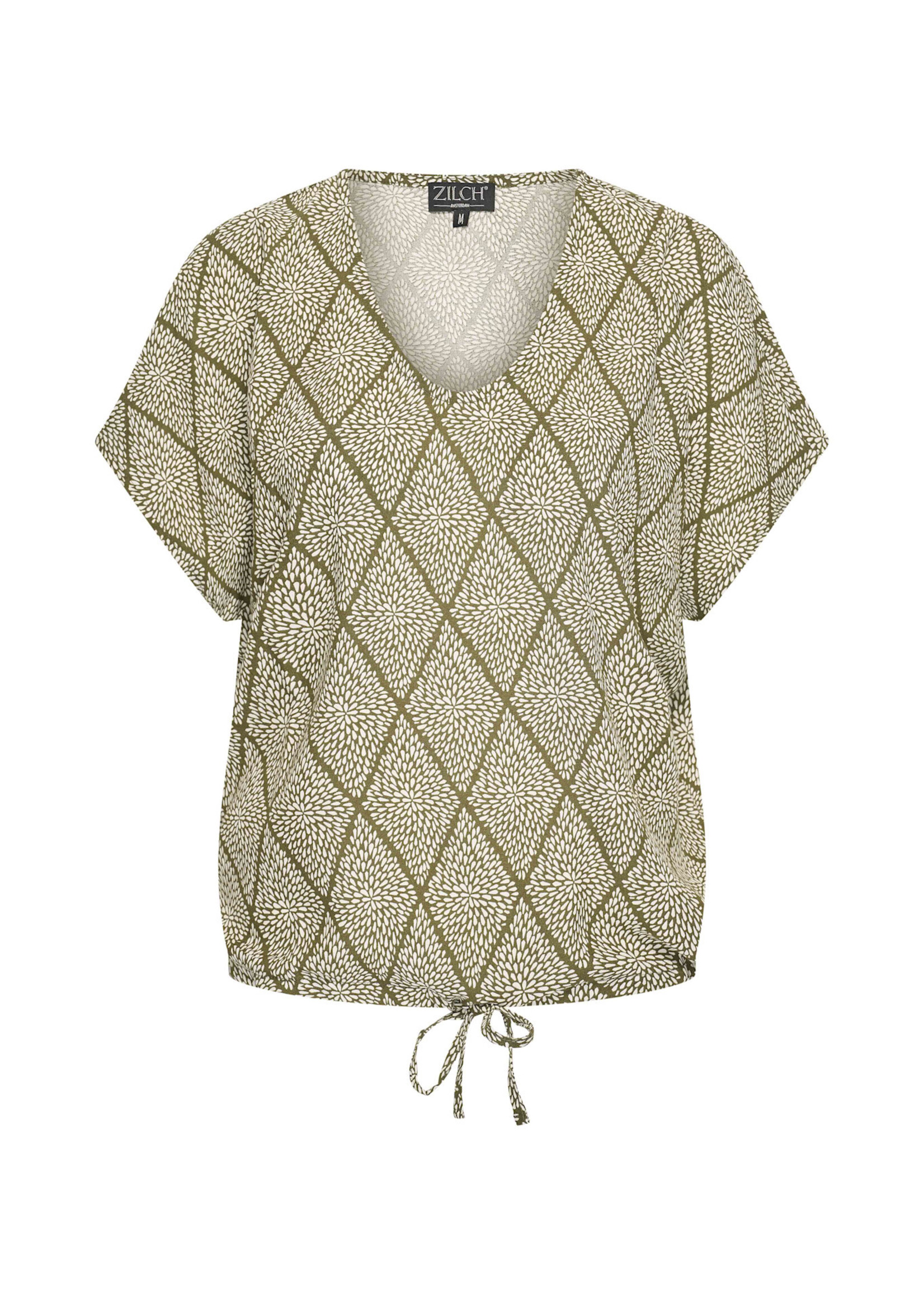 ZILCH ZILCH  TOP DRAWSTRING ARGYLE ARMY