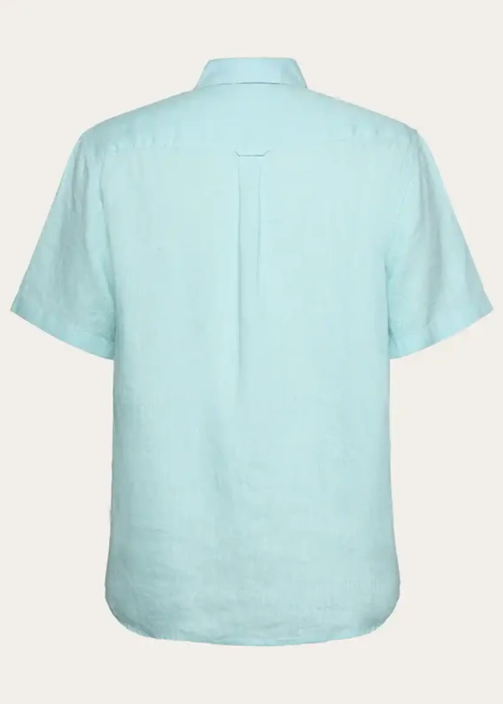 KNOWLEDGE COTTON APPAREL KNOWLEDGE COTTON APP CUSTOM FIT LINEN SS SHIRT AQUA ESQUE