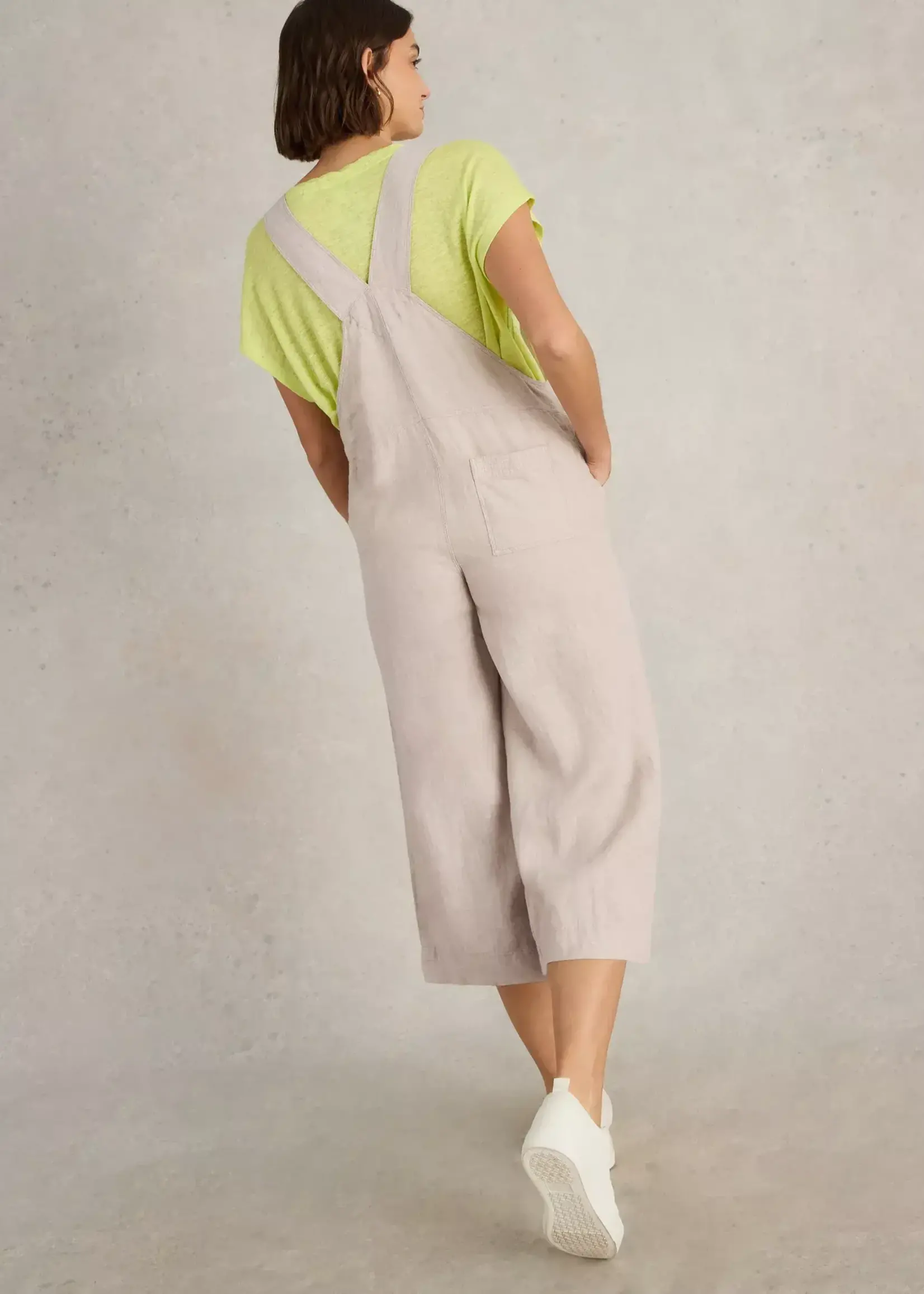 WHITE STUFF WHITE STUFF VIOLA LINEN DUNGAREE BEIGE