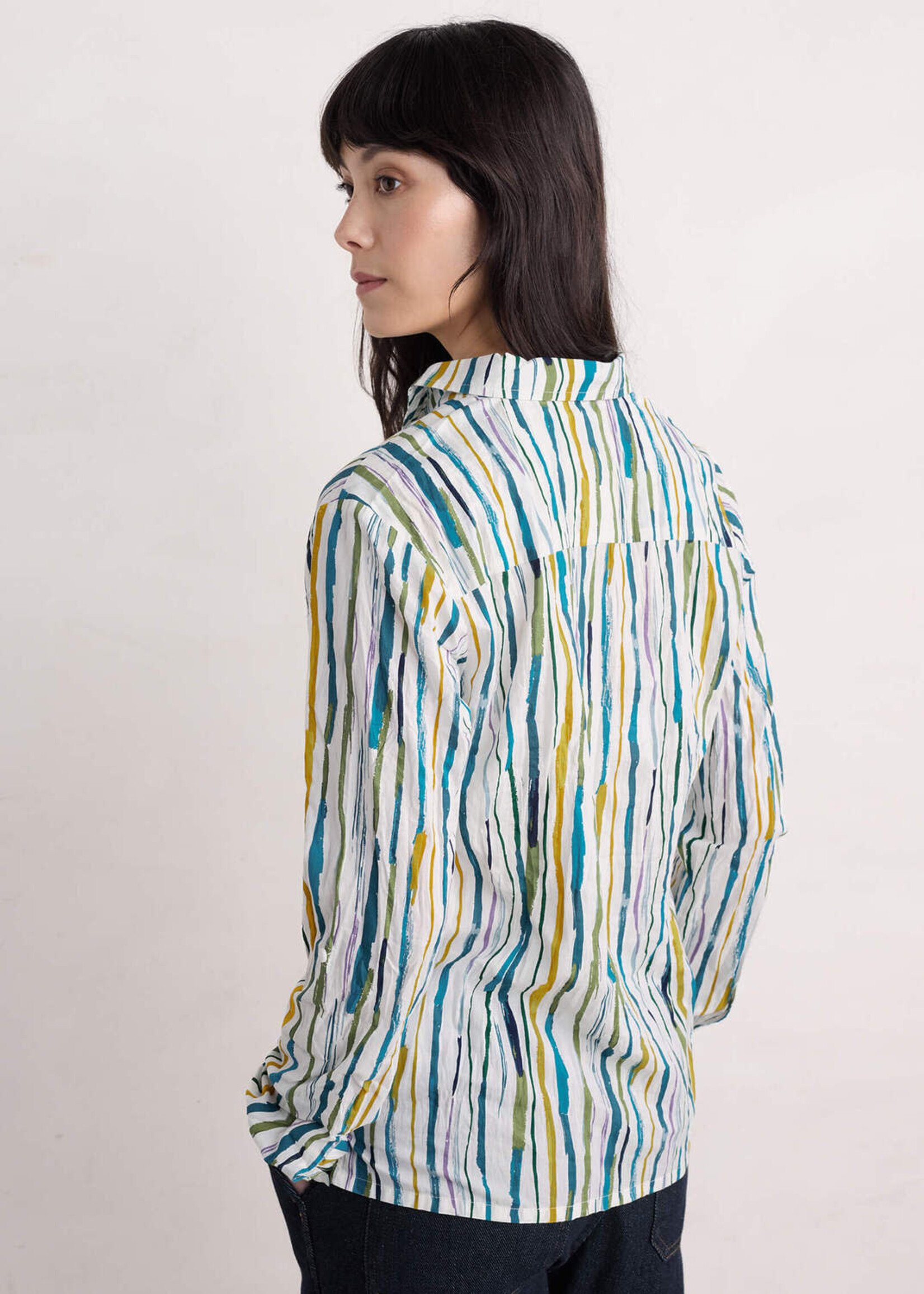 SEASALT CORNWALL SEASALT LARISSA SHIRT PAINTERLY STRIPE CHALK