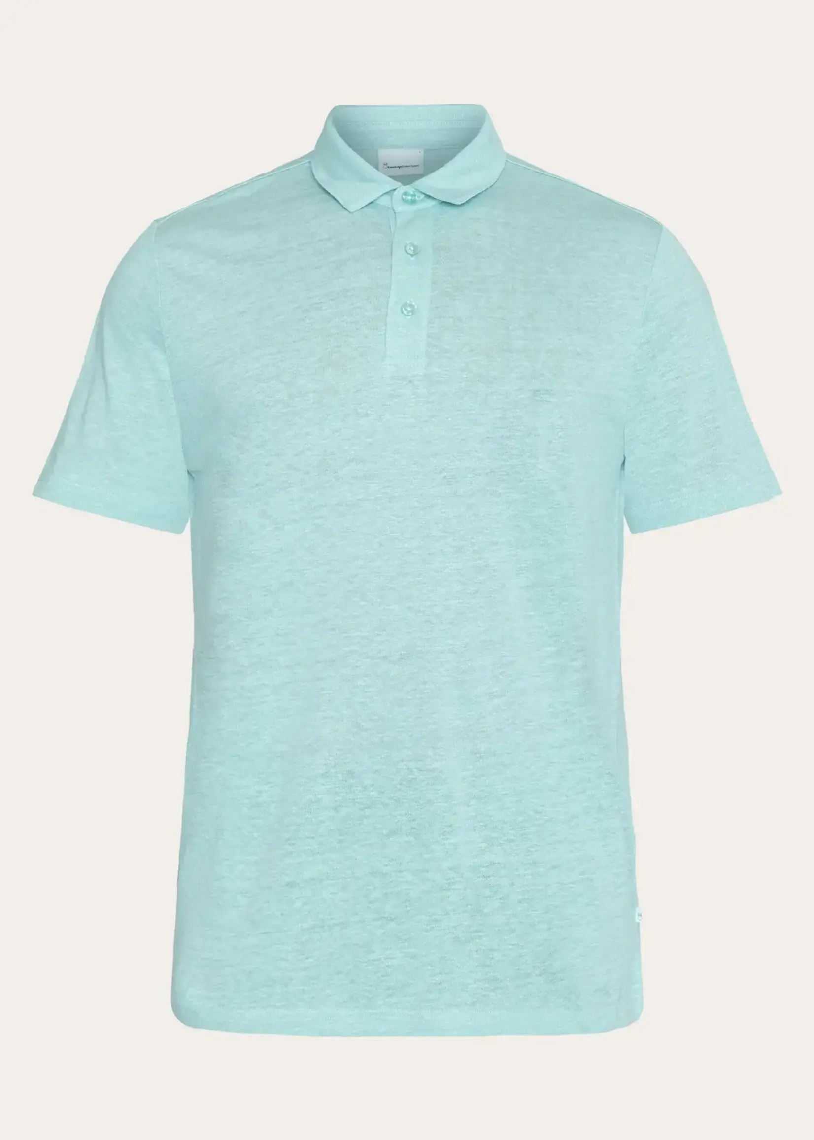 KNOWLEDGE COTTON APPAREL KNOWLEDGE COTTON APP ORGANIC LINEN POLO AQUA GOTS VEGAN