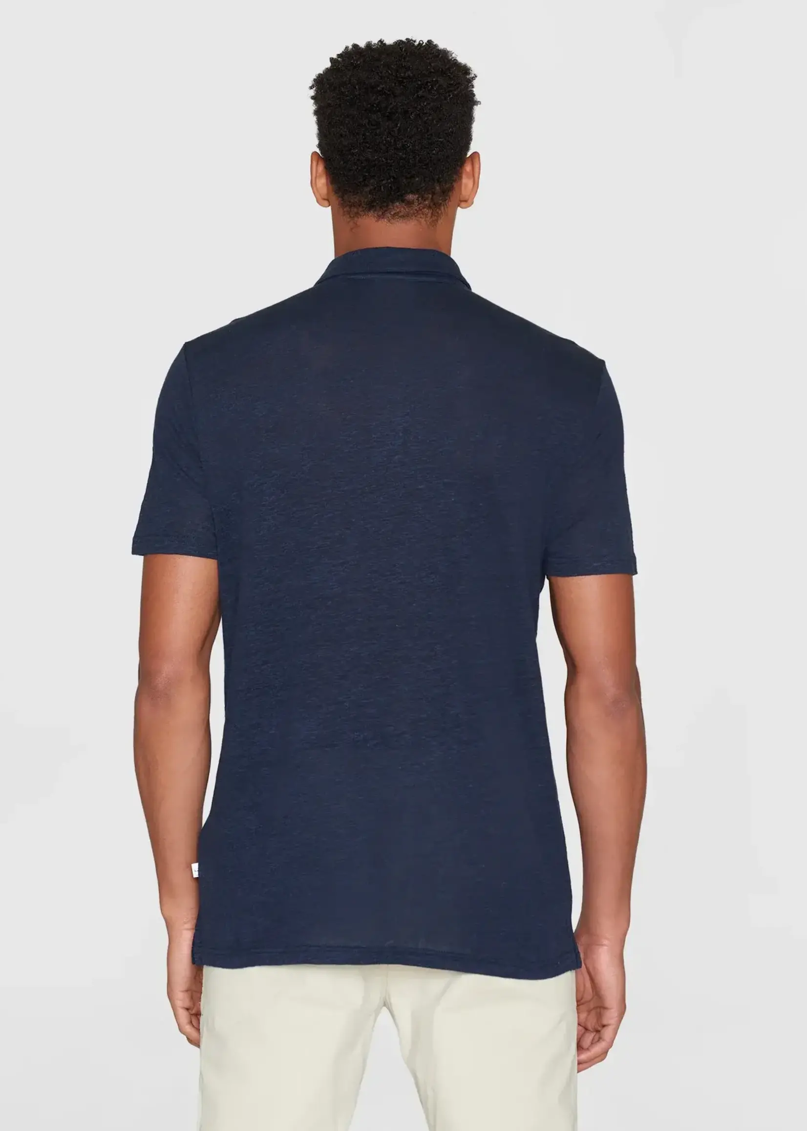 KNOWLEDGE COTTON APPAREL KNOWLEDGE COTTON APP ORGANIC LINEN POLO NAVY GOTS VEGAN