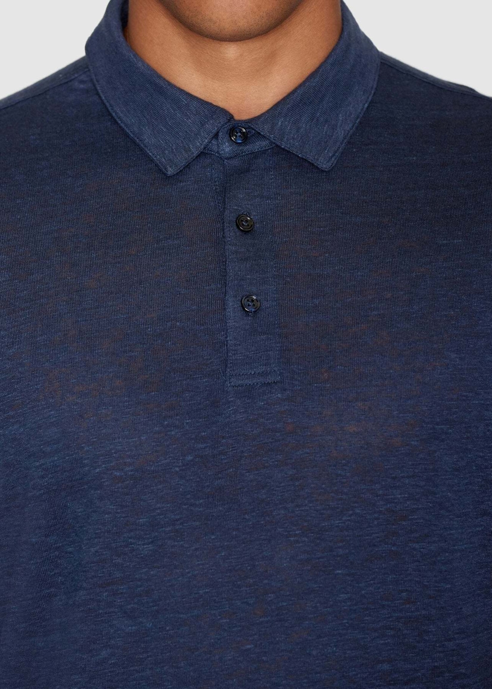 KNOWLEDGE COTTON APPAREL KNOWLEDGE COTTON APP ORGANIC LINEN POLO NAVY GOTS VEGAN