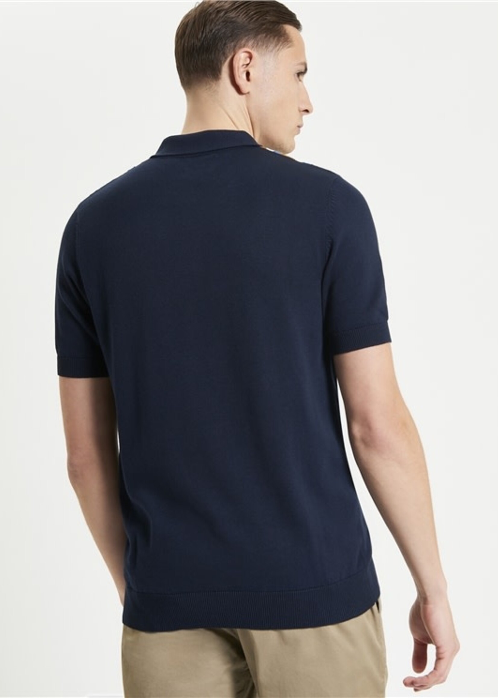 BEN SHERMAN BEN SHERMAN VERTICAL STRIPE KNITTED POLO DARK NAVY