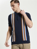 BEN SHERMAN BEN SHERMAN VERTICAL STRIPE KNITTED POLO DARK NAVY