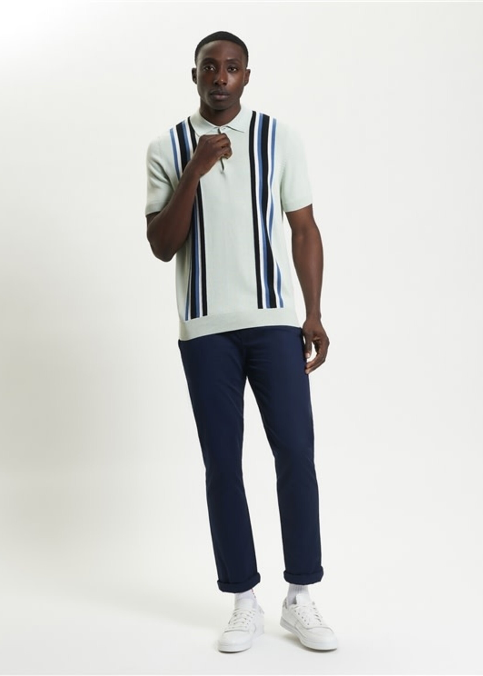 BEN SHERMAN BEN SHERMAN VERTICAL STRIPE KNITTED POLO LIGHT GREEN