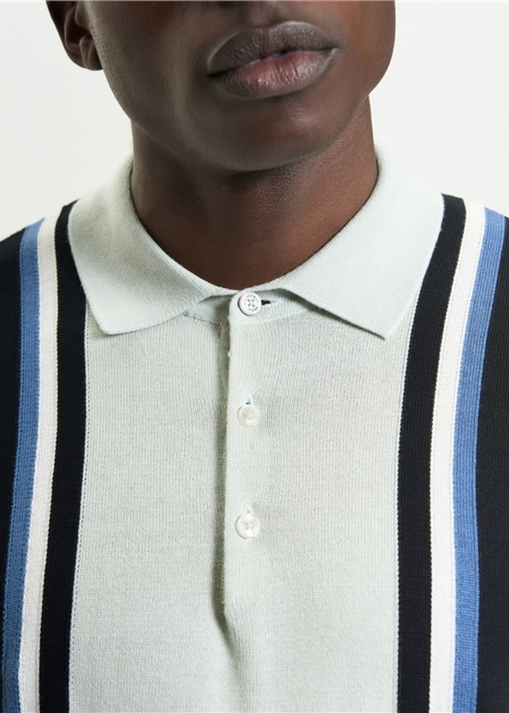 BEN SHERMAN BEN SHERMAN VERTICAL STRIPE KNITTED POLO LIGHT GREEN