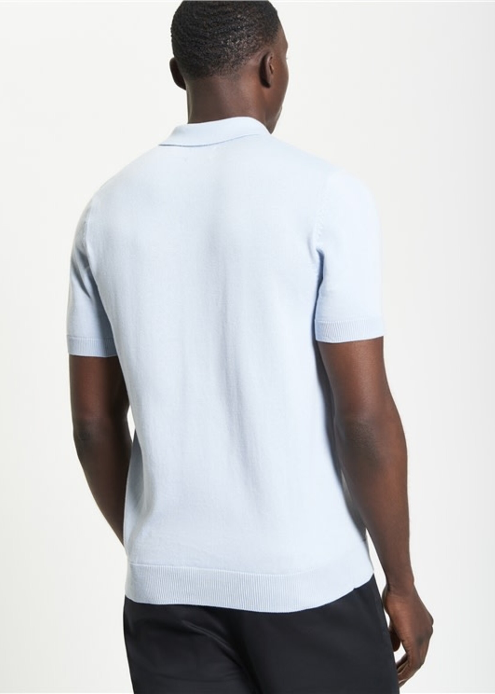 BEN SHERMAN BEN SHERMAN VERTICAL STRIPE KNITTED POLO ICE BLUE