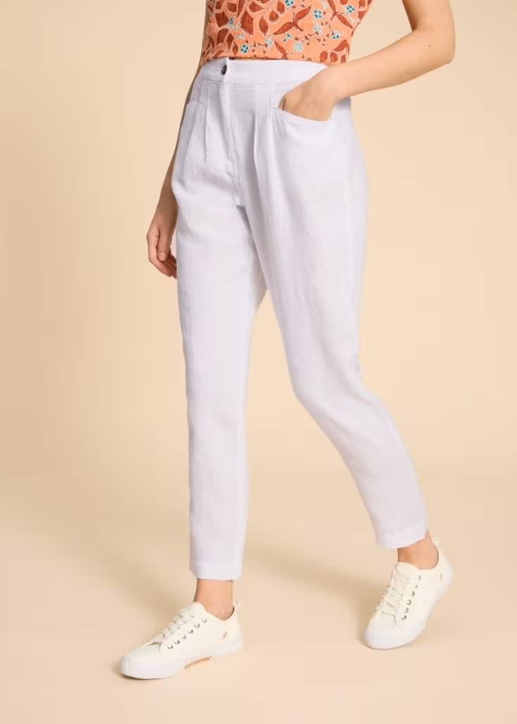 WHITE STUFF WHITE STUFF ROWENA LINEN TROUSER BRILLIANT WHITE