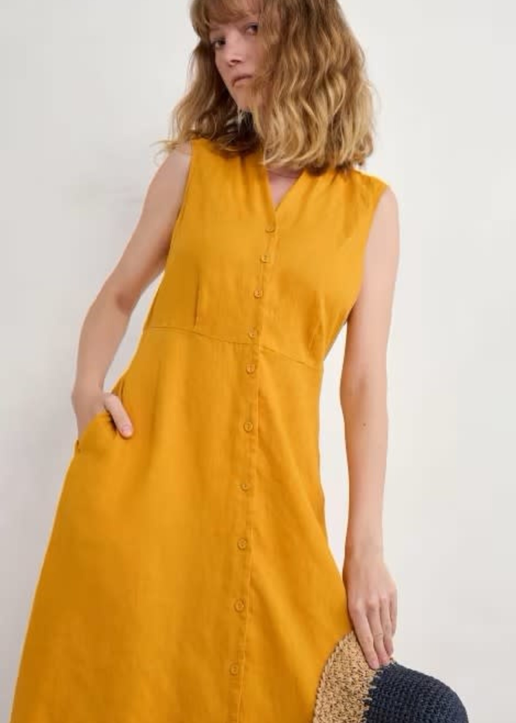 SEASALT CORNWALL SEASALT SLEEVELESS CARVED WOOD DRESS DAYLILY