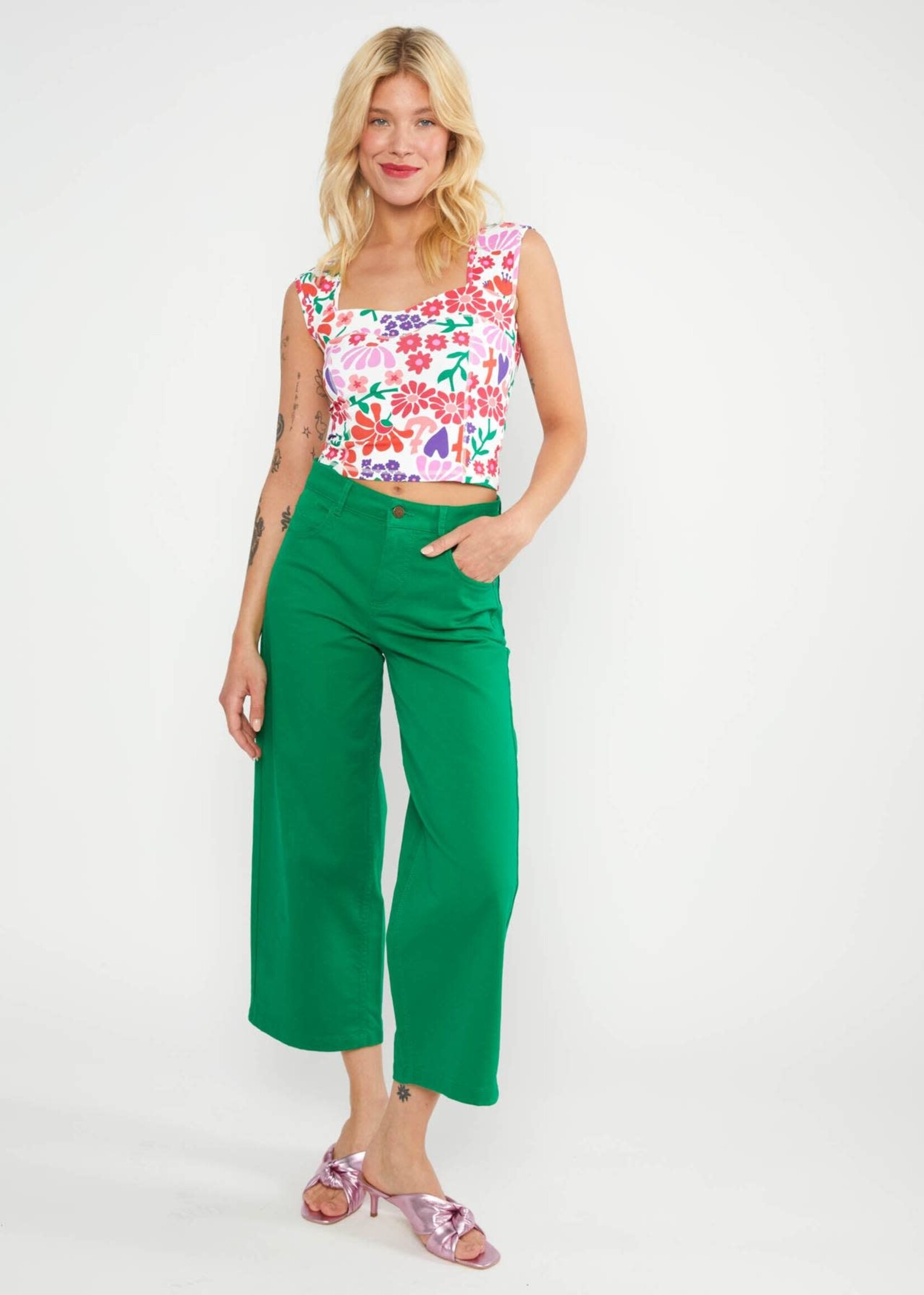 BLUTSGESCHWISTER BLUTSGESCHWISTER HIGH WAIST CULOTTE GREEN