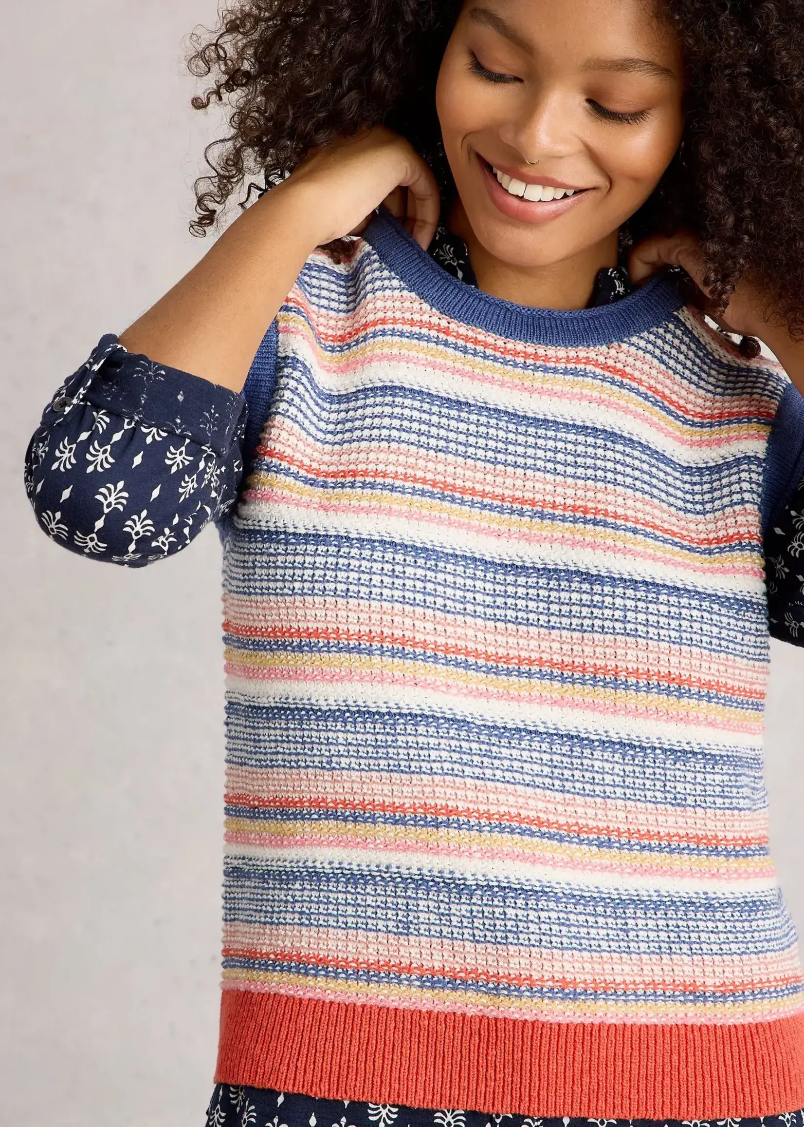 WHITE STUFF WHITE STUFF TARA TEXTURE TANK BLUE MULTI